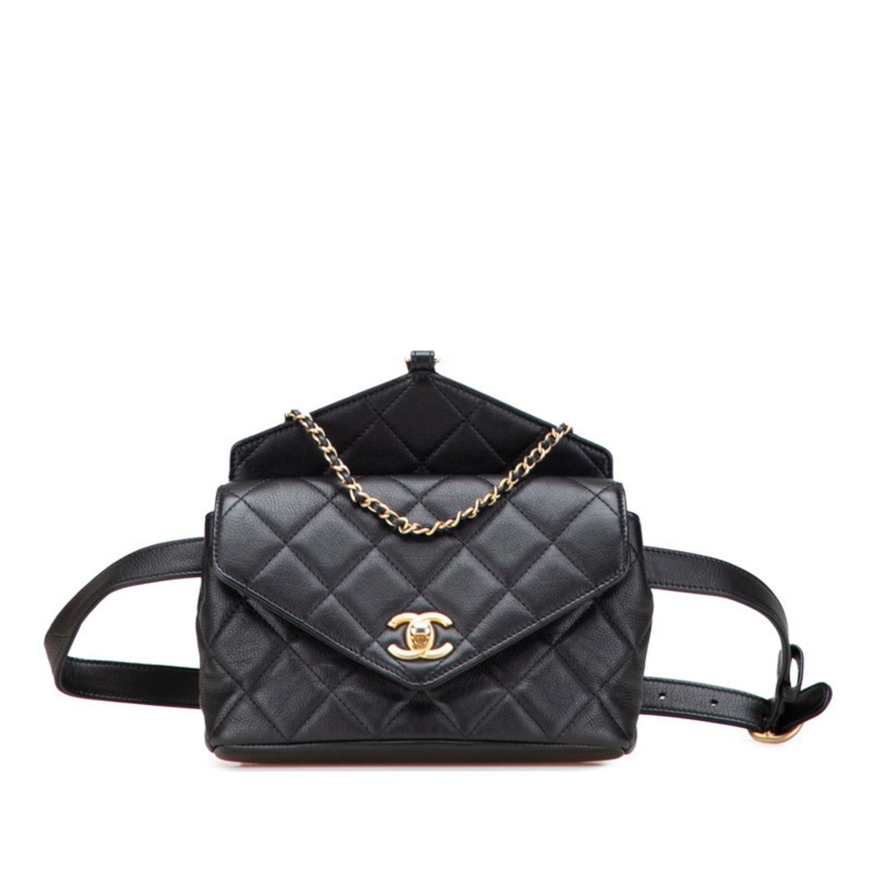 CHANEL Coco Mark Matelasse Body Bag/Waist Bag/Pouch, Lambskin