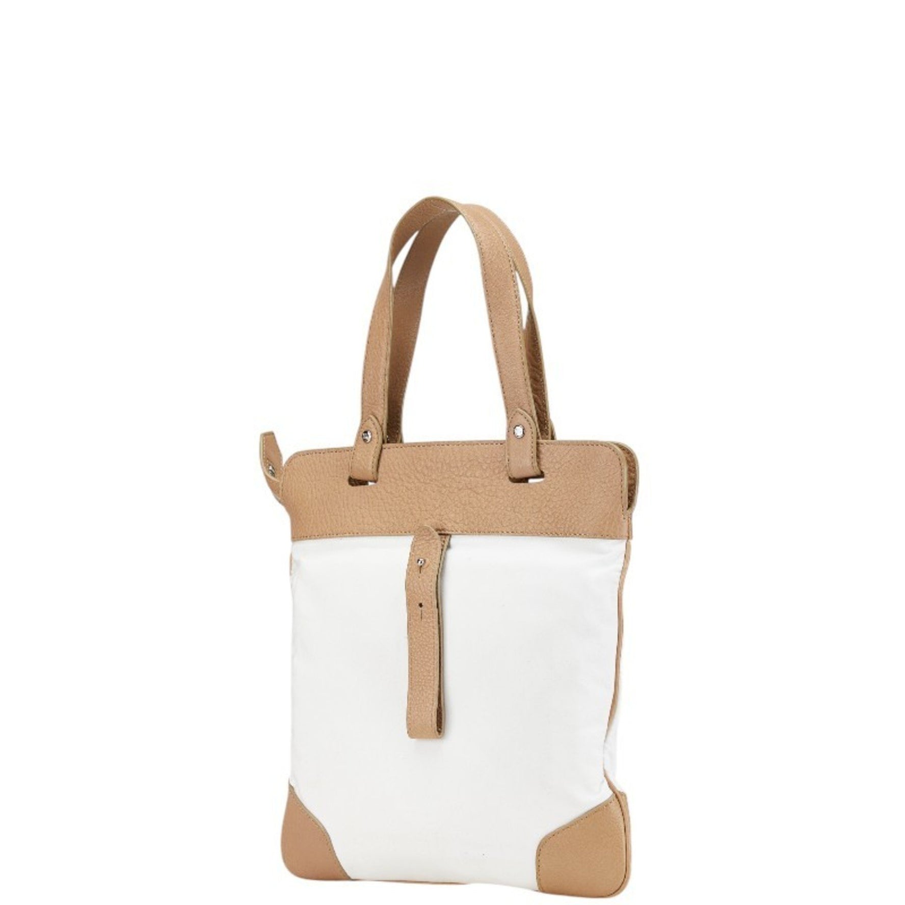 Burberry Nova Check Logo Handbag Tote Bag in White and Beige Canvas Leather .