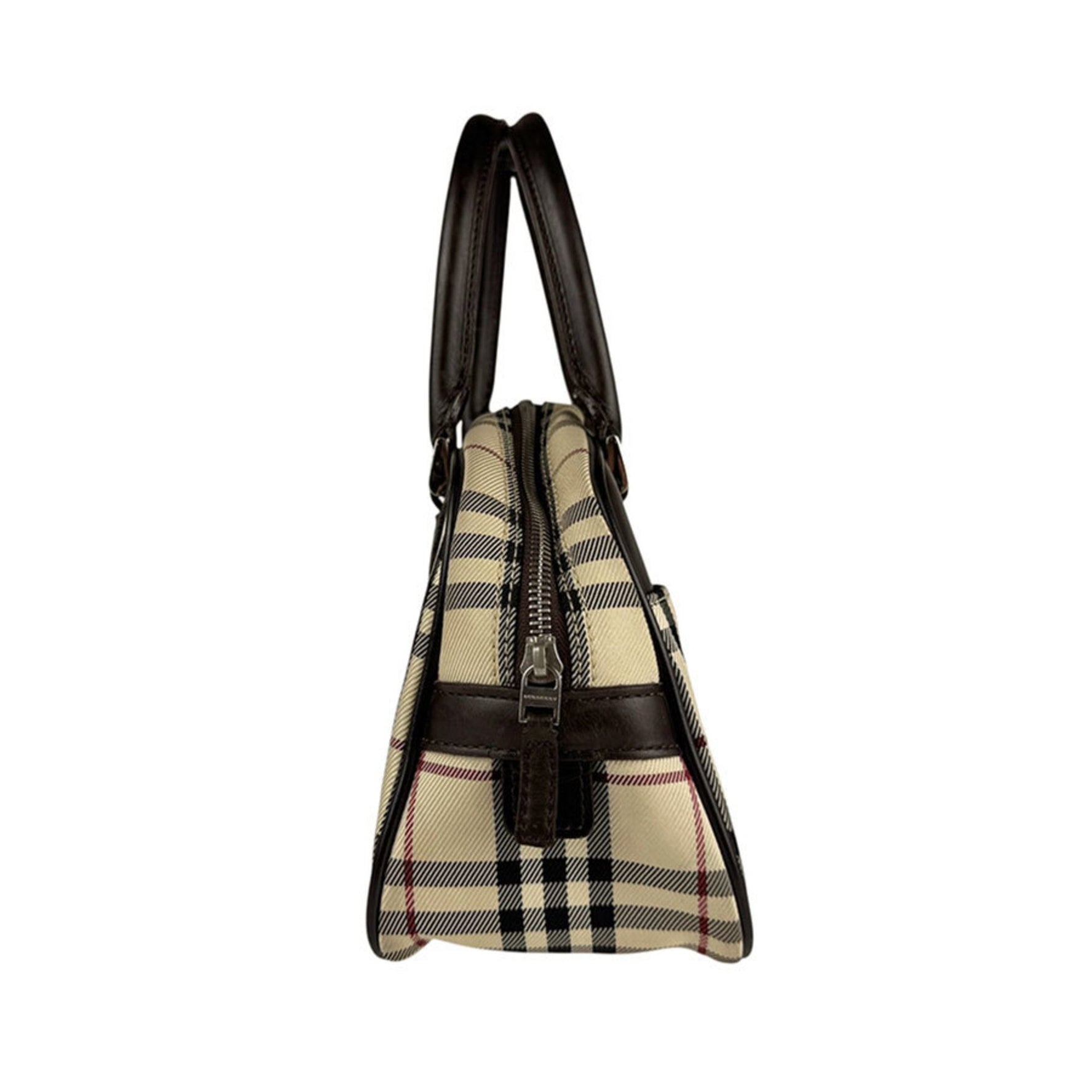 Burberry handbag nylon canvas leather beige x brown women's z5648
