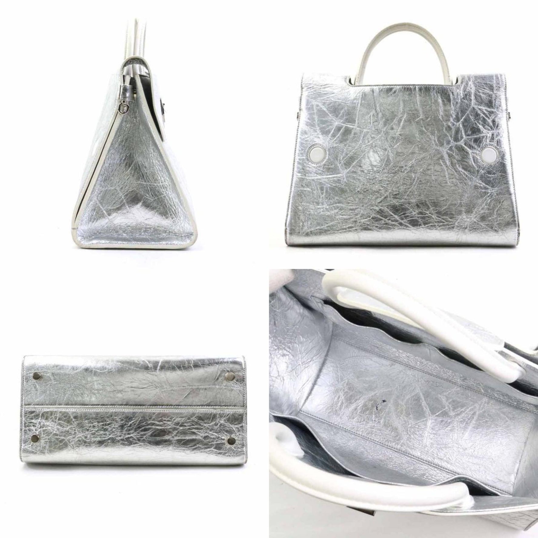 Christian Dior Ever Leather Handbag Shoulder Bag in Silver and White