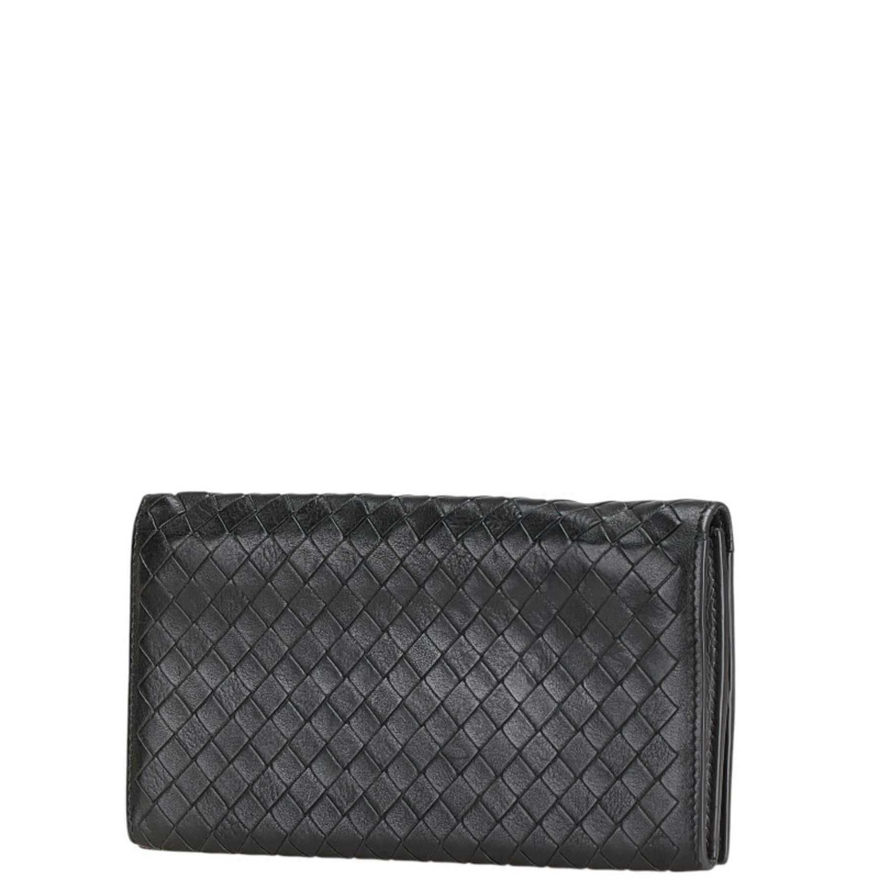 Bottega Veneta Intrecciato Bi-fold Wallet, Long Black/Grey Leather