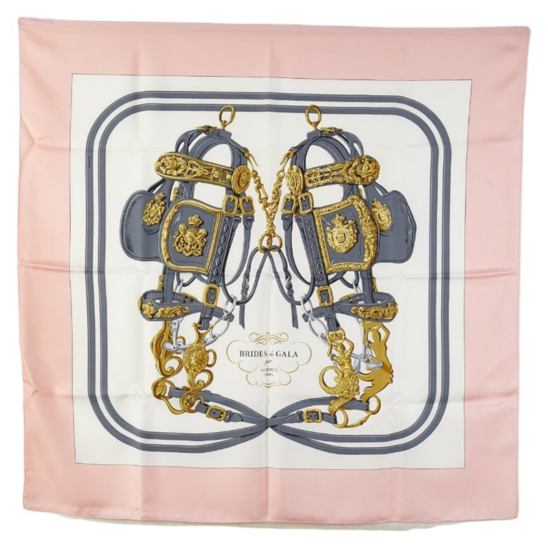 Hermes Carre 90 BRIDES de GALA Ceremonial Bridle Scarf Muffler Pink Multicolor Silk Women's HERMES