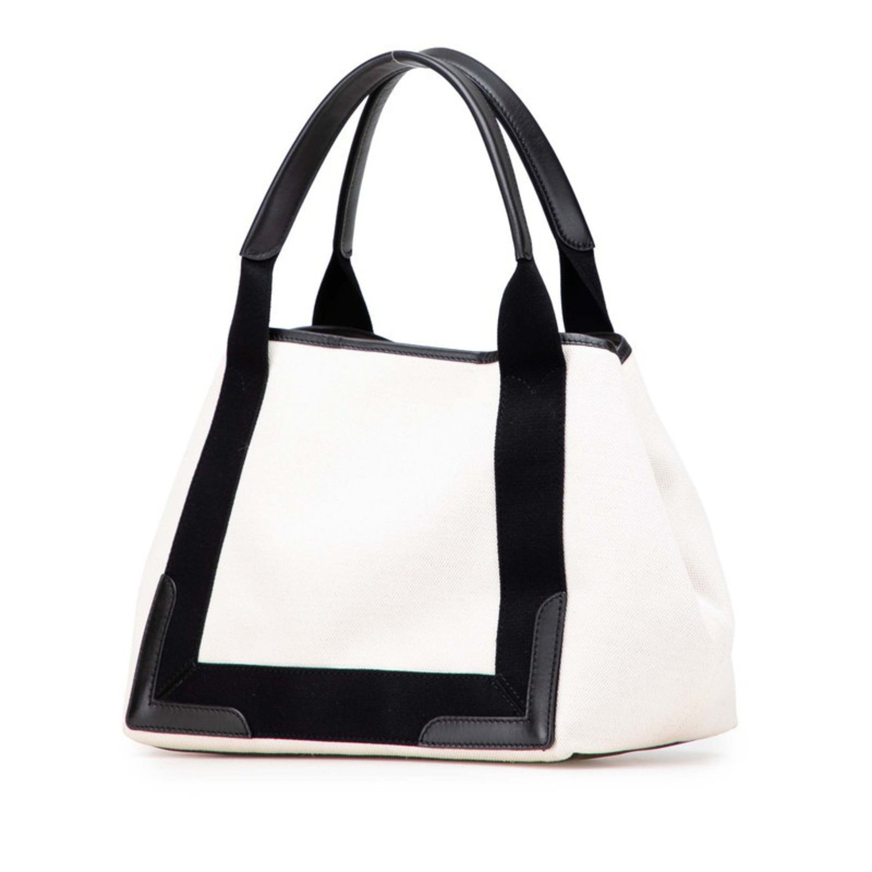 Balenciaga Navy Cabas S Tote Bag/Handbag in Ivory and Black Canvas Leather