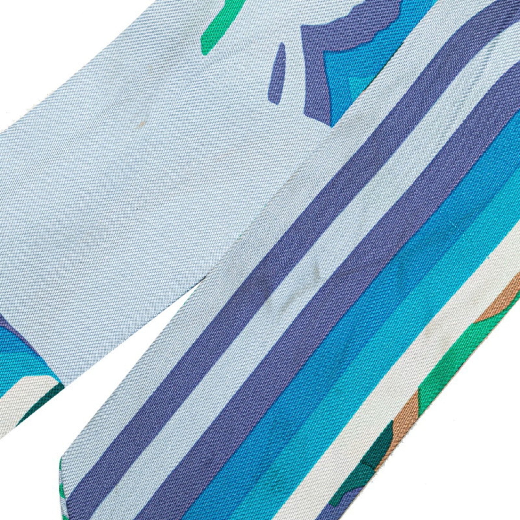Hermès Twilly Brides de Gala Shadow Scarf, Green, Blue, Multicolor, Silk, HERMES