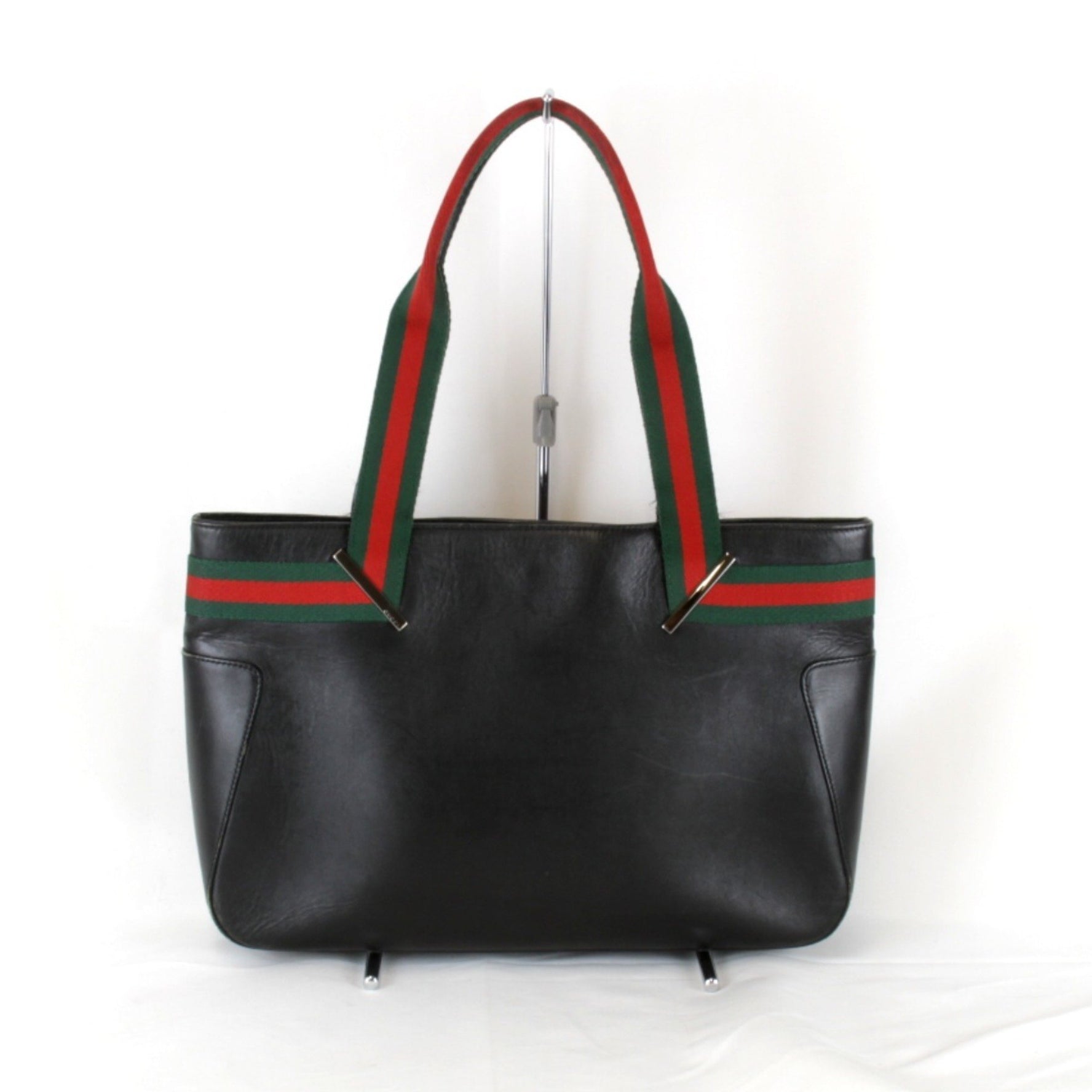GUCCI Sherry Line 002214 Plate Handbag in Black Leather for Women