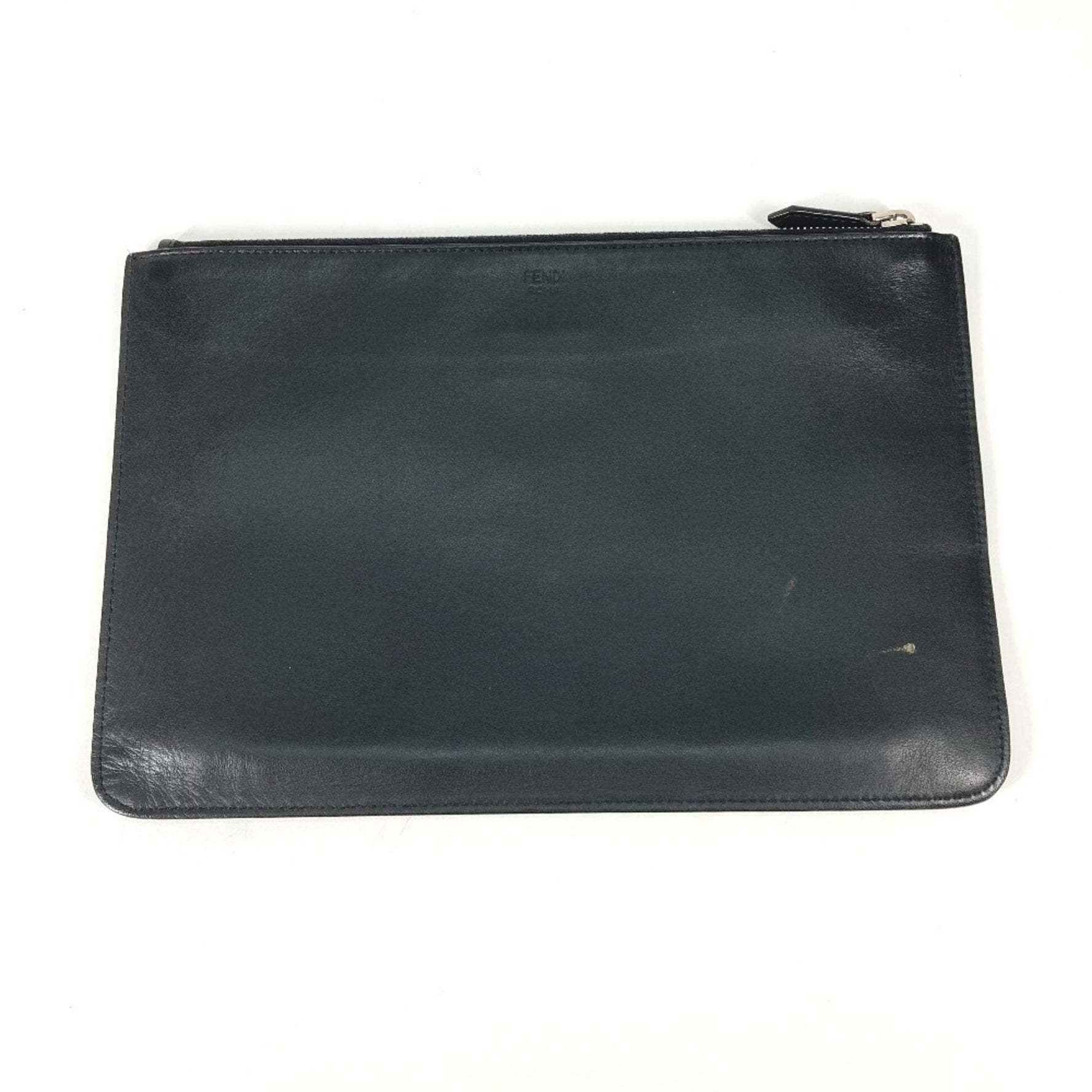 FENDI Monster Pouch Clutch Bag in Black Leather