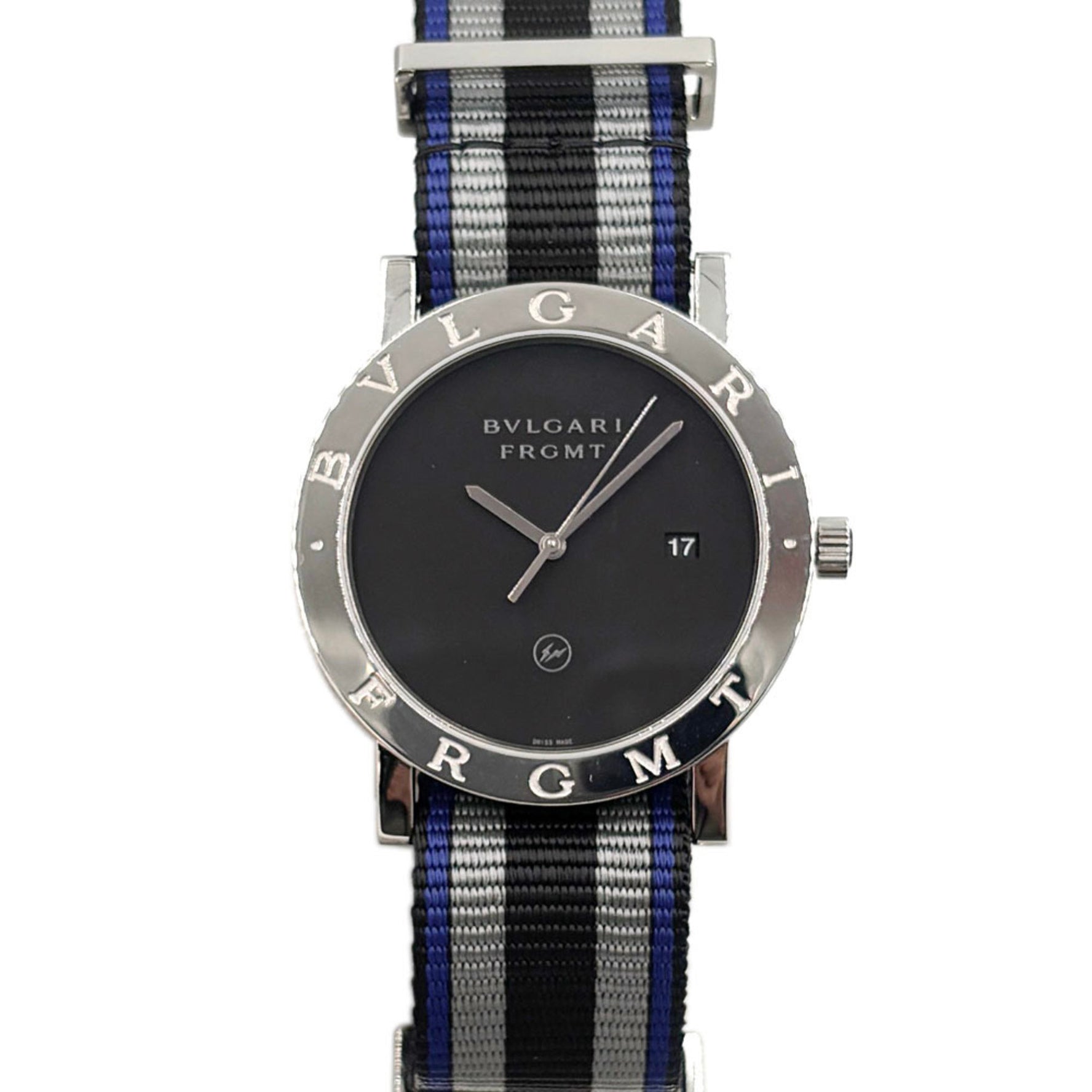 BVLGARI Fragment Design Special Edition Limited to 600 pieces BB41S Black Silver Stainless Steel S Watch Wristwatch