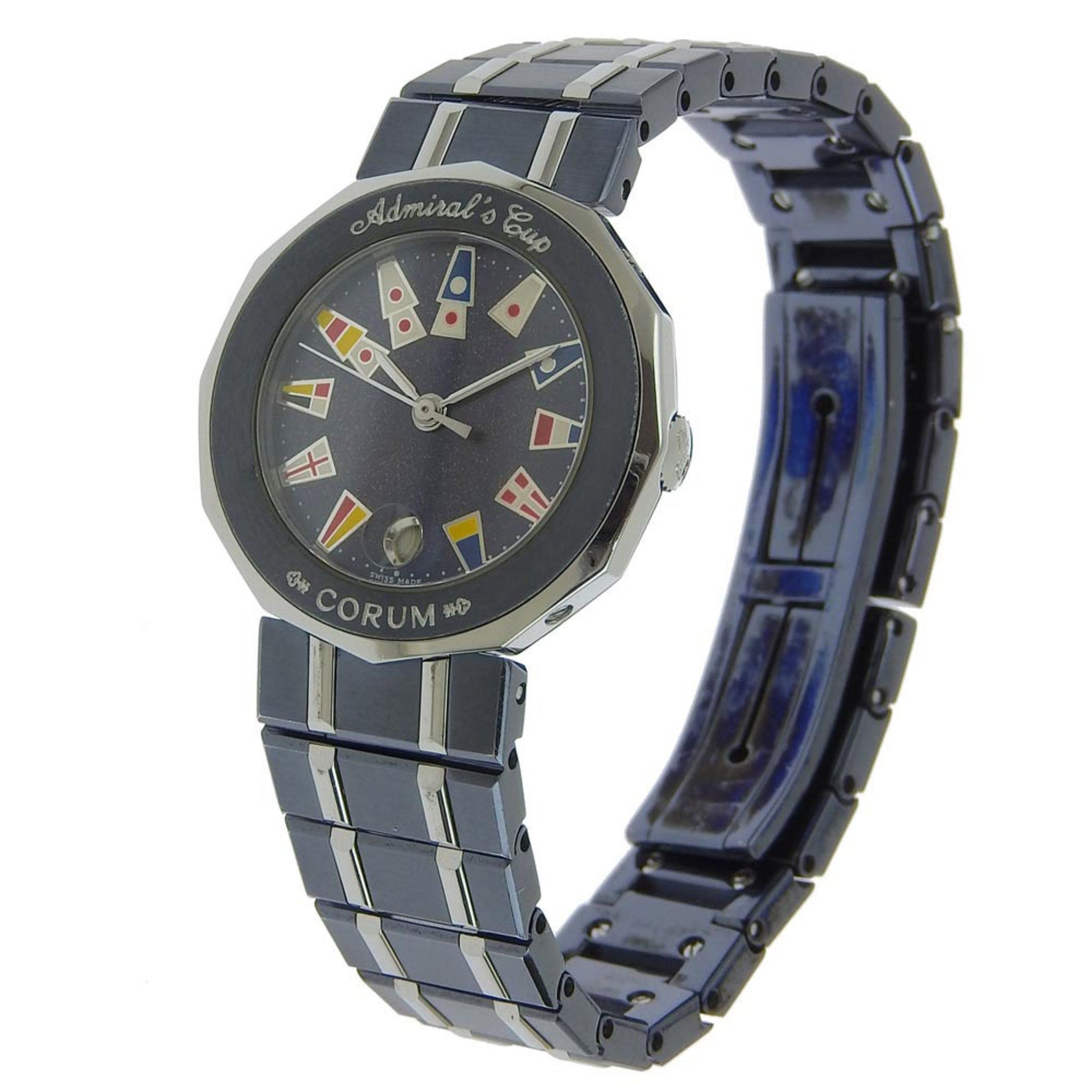 CORUM Admiral's Cup Watch 39.610.30 Stainless Steel x Gun Blue Navy Quartz Analog Display Dial