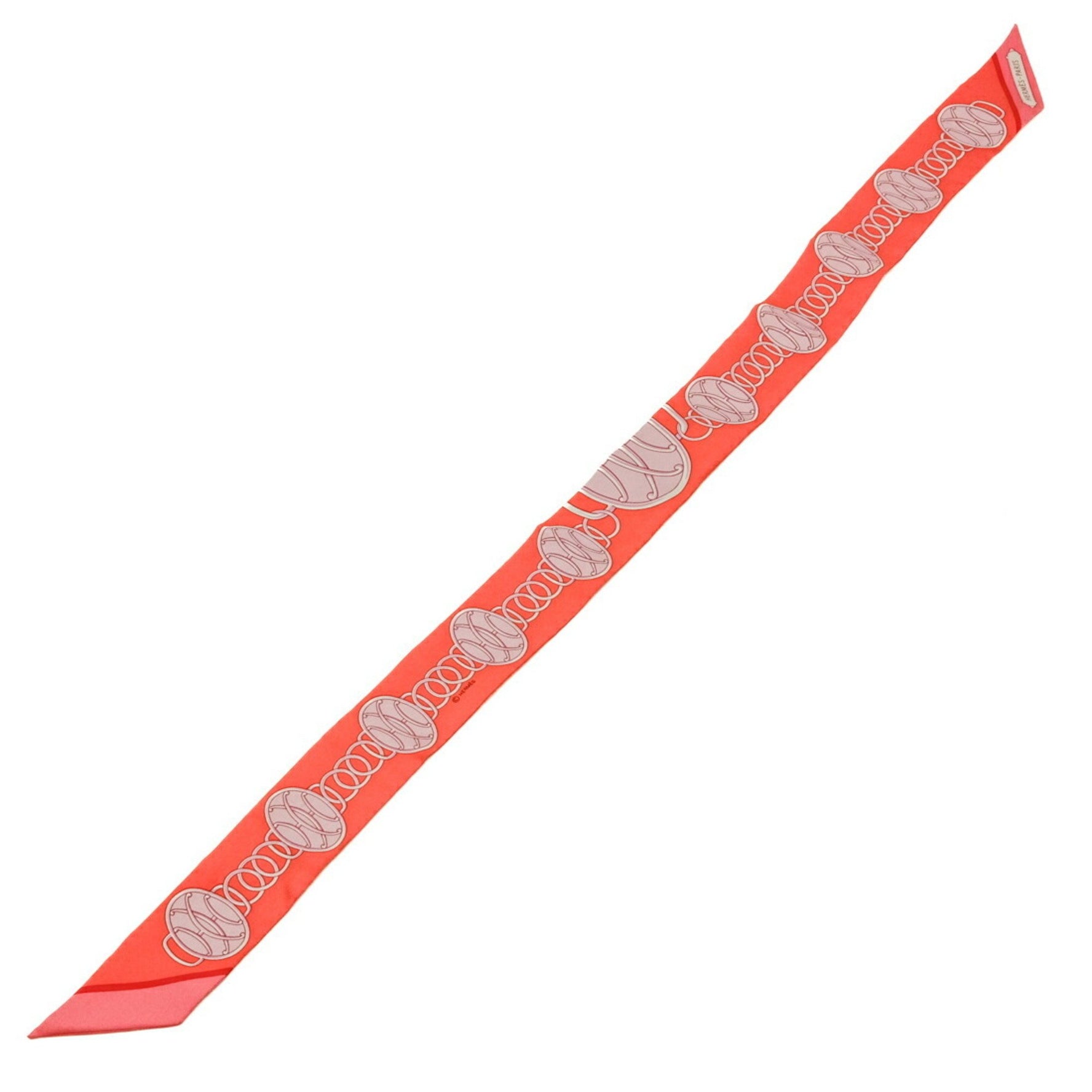 HERMES Scarf/Muffler Twilly Lift Profile 100% Silk Multicolor Pink Red
