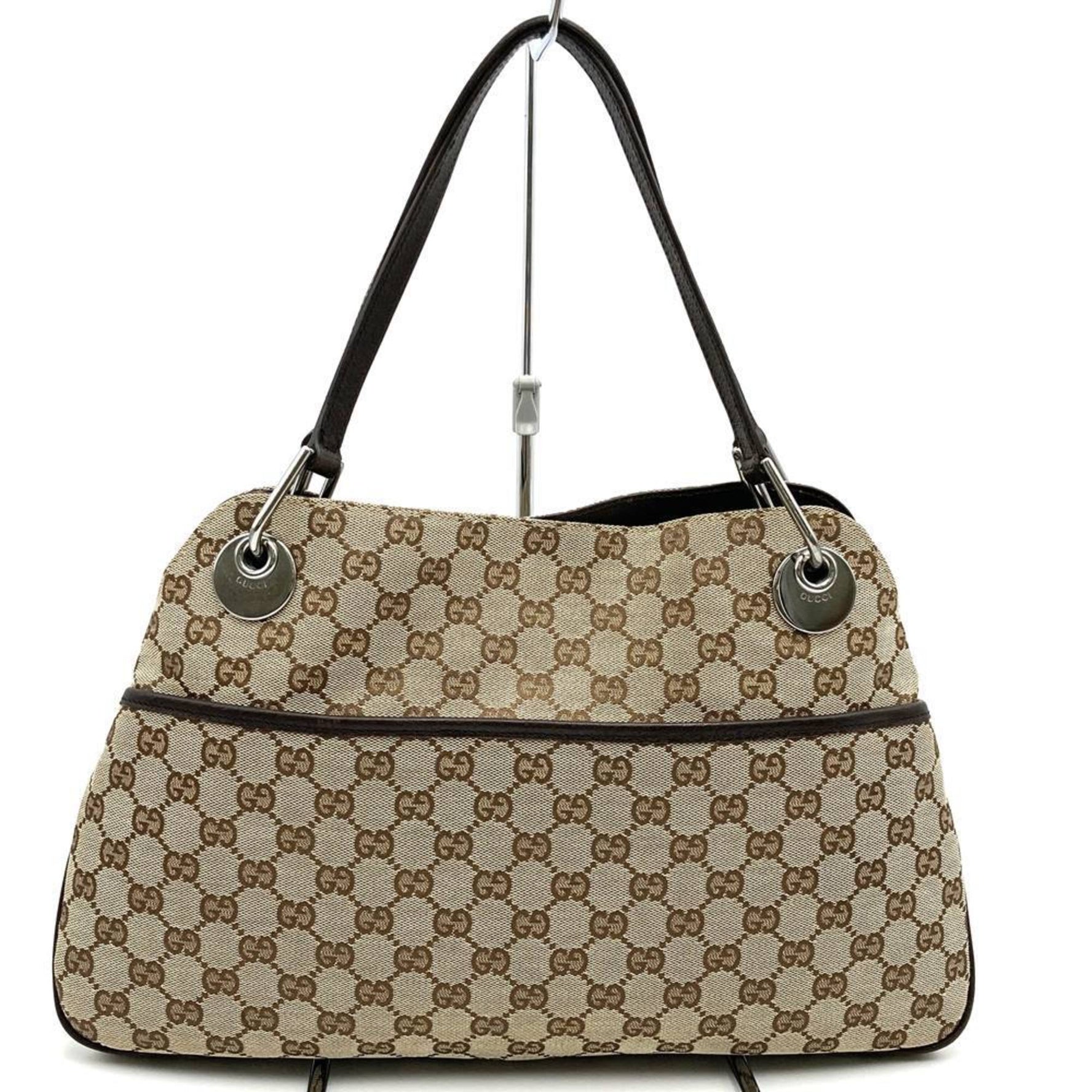 GUCCI GG Canvas Shoulder Bag Tote Leather Men's