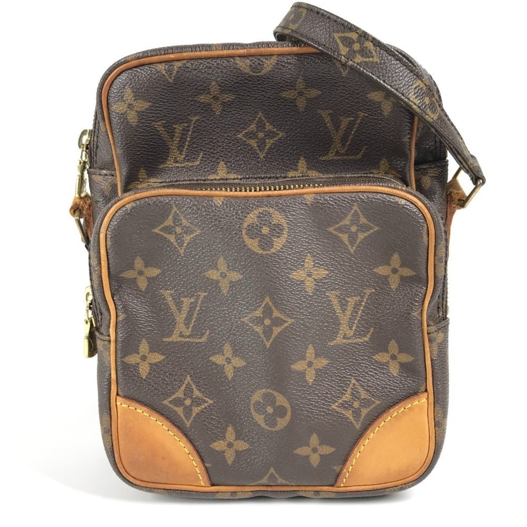 LOUIS VUITTON Monogram Amazon Pochette Shoulder Bag in Canvas, Unisex, Brown