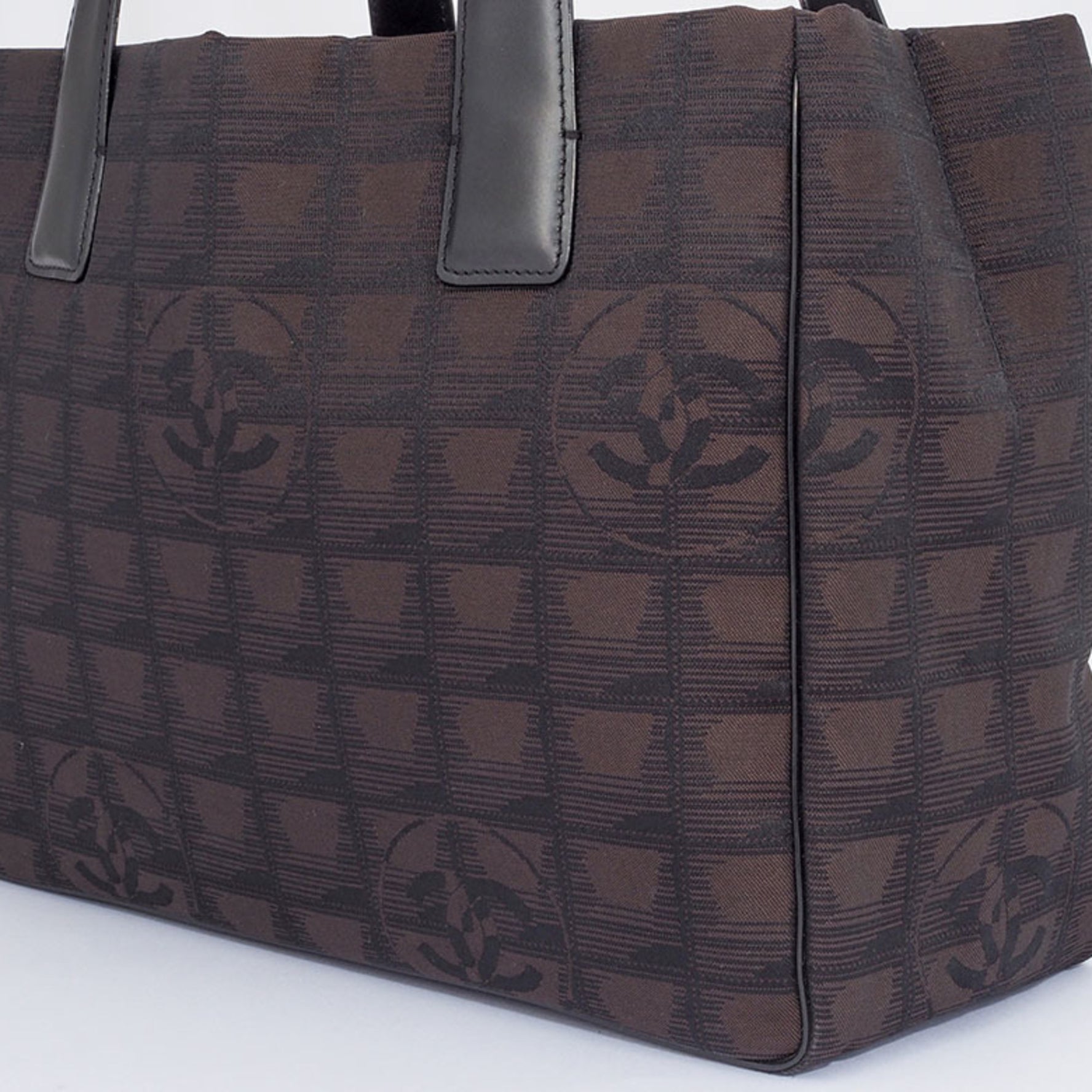 Chanel New Travel Line Tote PM Bag Nylon Jacquard Leather