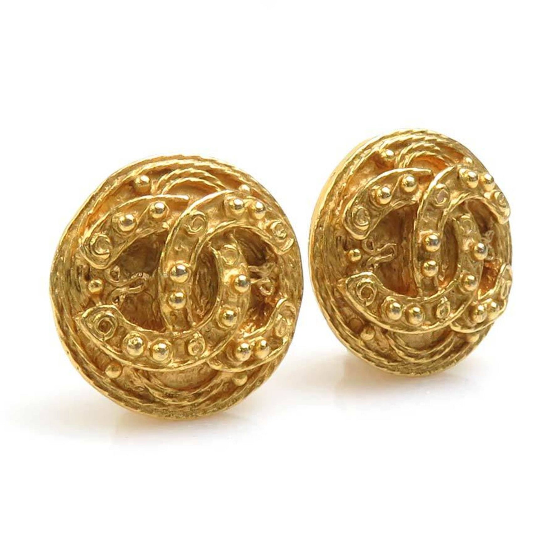 CHANEL Coco Mark Metal Gold Earrings for Women