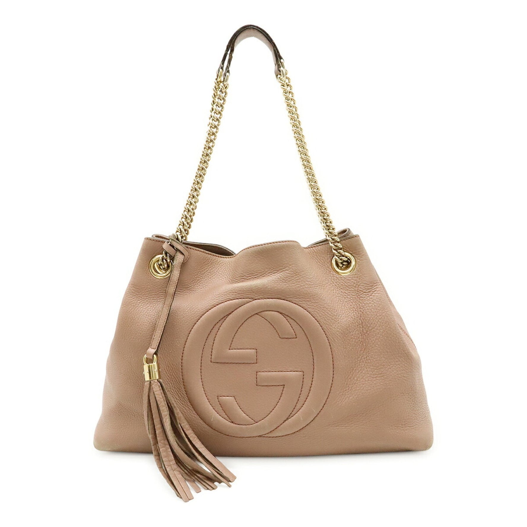 GUCCI Soho Interlocking G Chain Bag, Shoulder Tote Leather