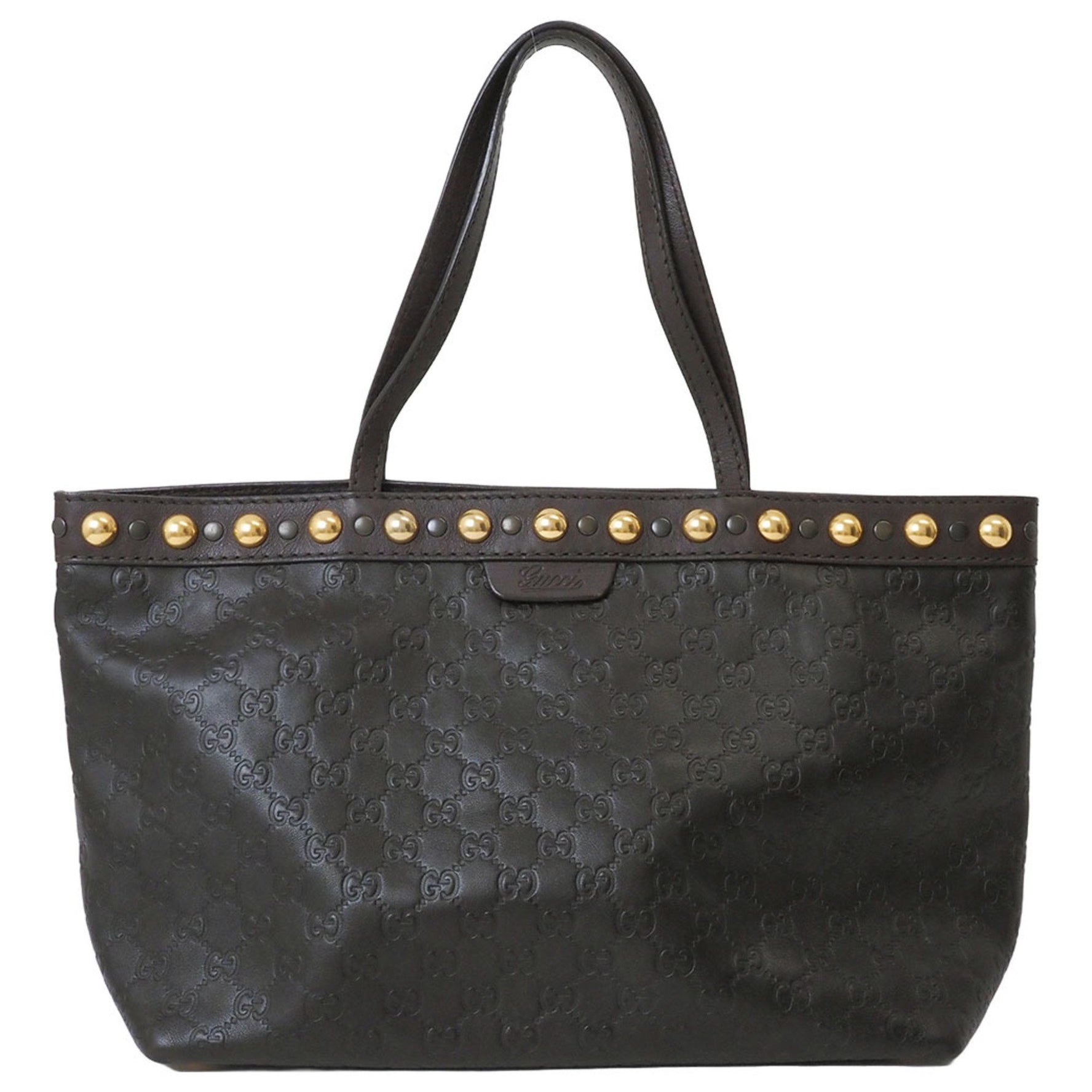 Gucci Guccissima Studded Tote Bag Shoulder Brown Women's Leather GUCCI