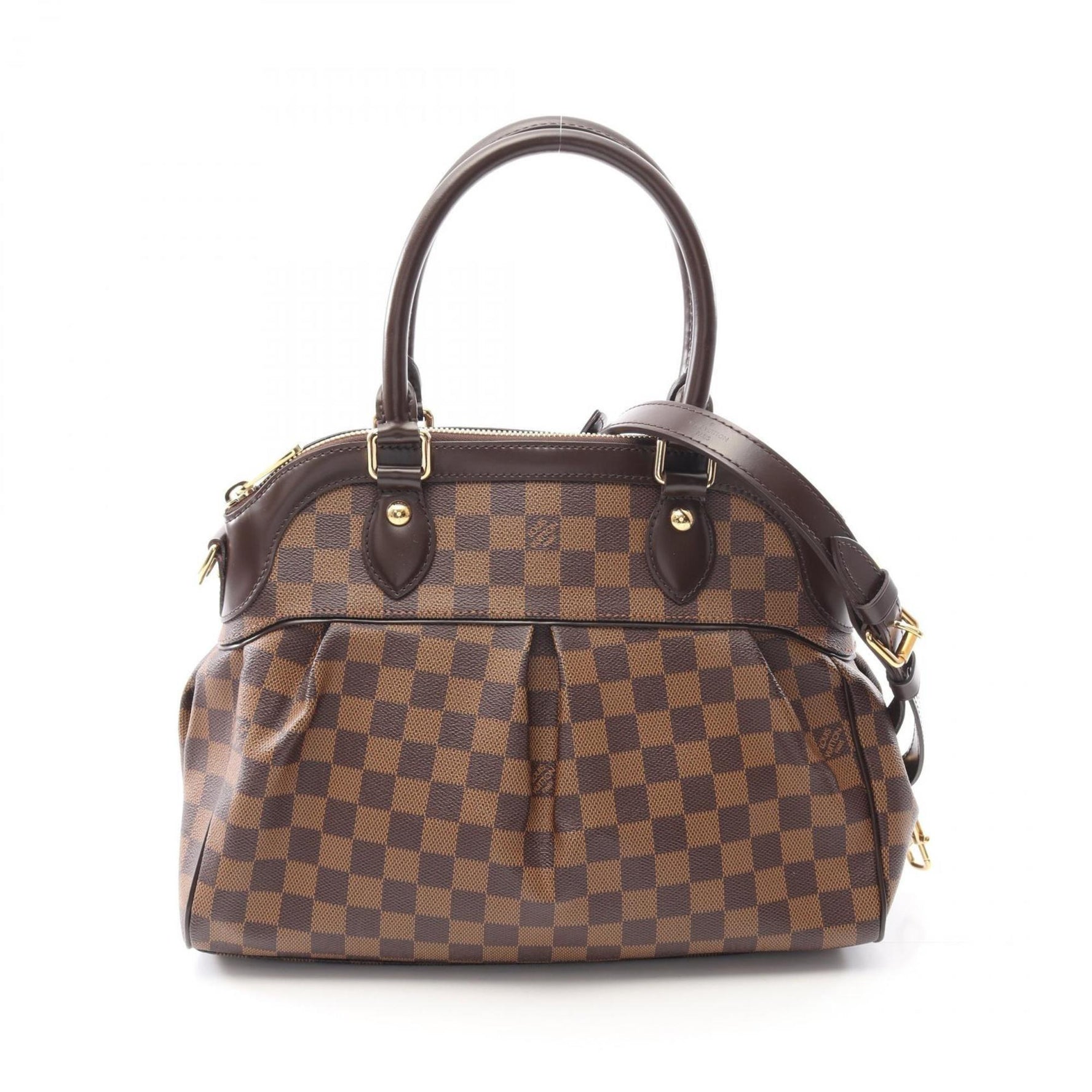 Louis Vuitton Trevi PM Handbag, Coated Canvas, Leather, Damier, Brown