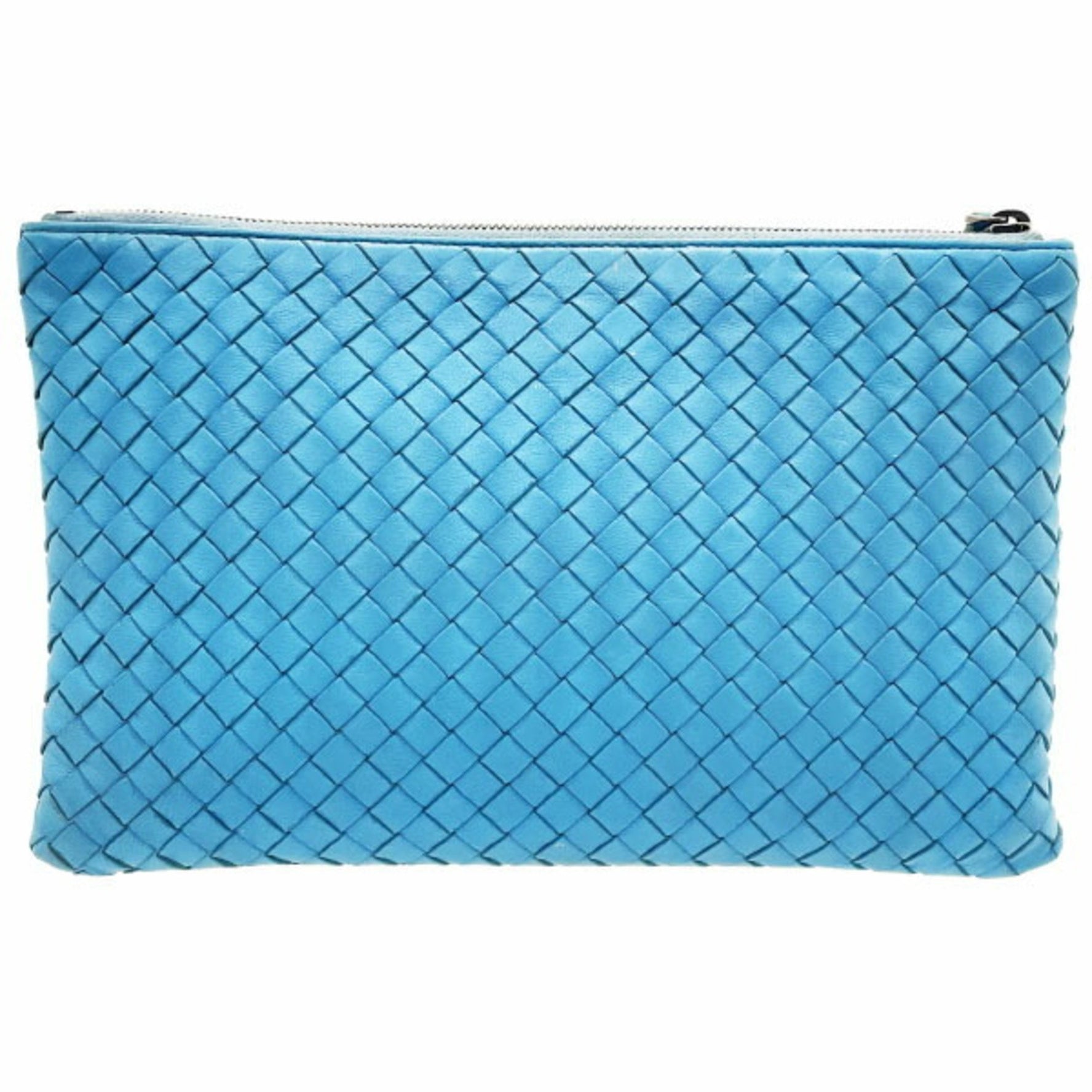 Bottega Veneta Pouch Intrecciato Clutch Bag Leather Light Blue BOTTEGA VENETA Mesh Second Multi