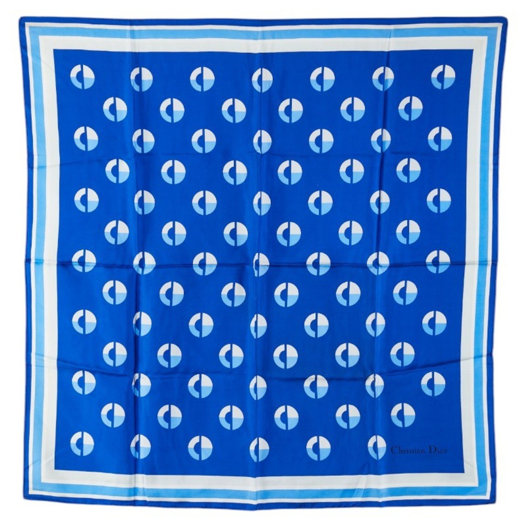 Christian Dior Dior logo scarf, blue and white silk