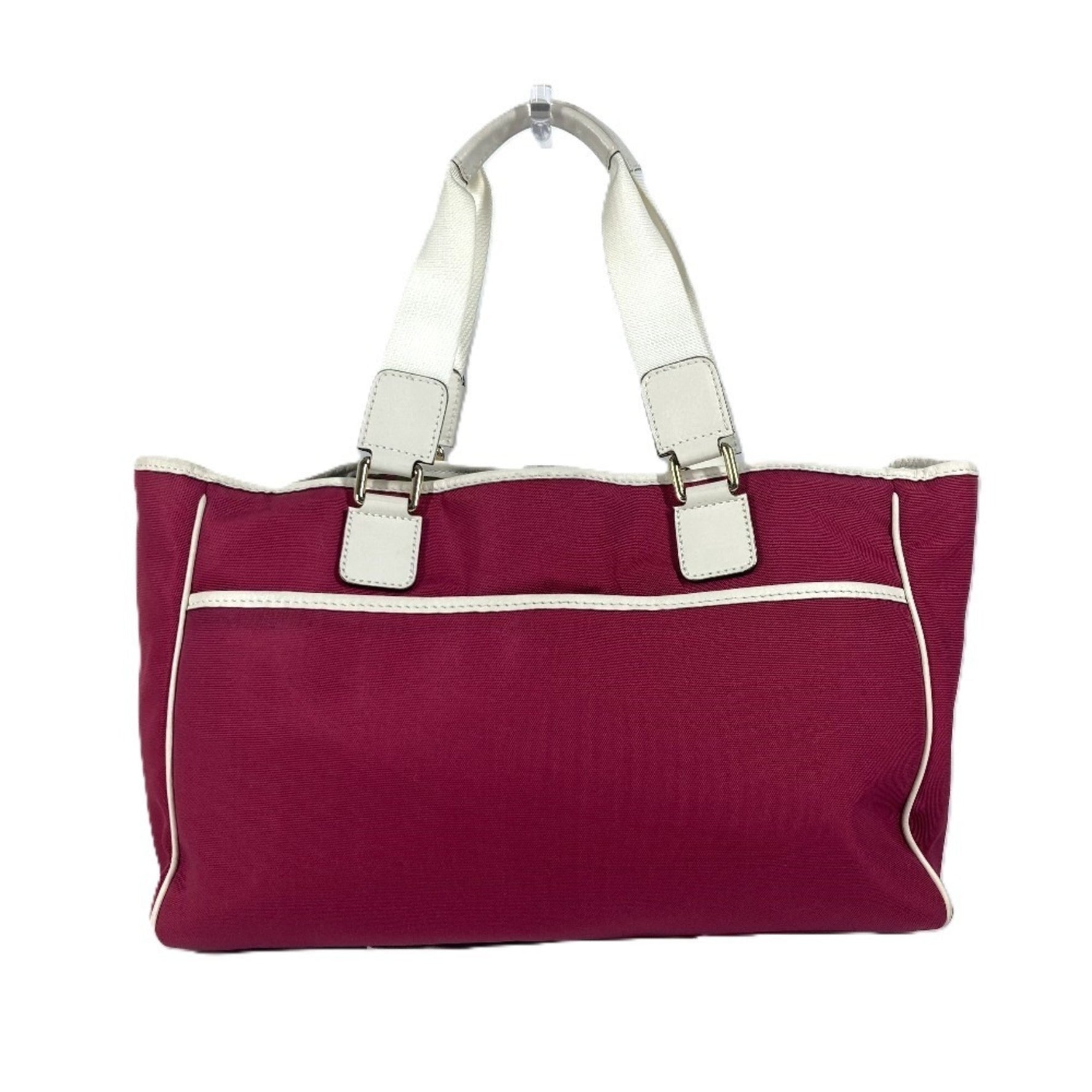 GUCCI GG Charm Logo Bag Shoulder Tote Leather Nylon Jacquard Pink