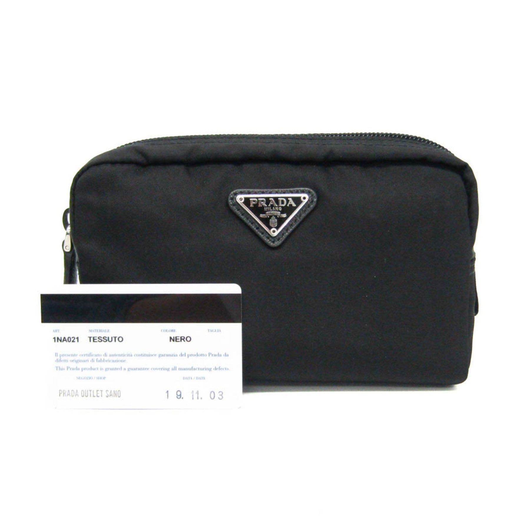 Prada Cosmetics Makeup Pouch 1NA021 Women,Men Nylon Pouch Nero