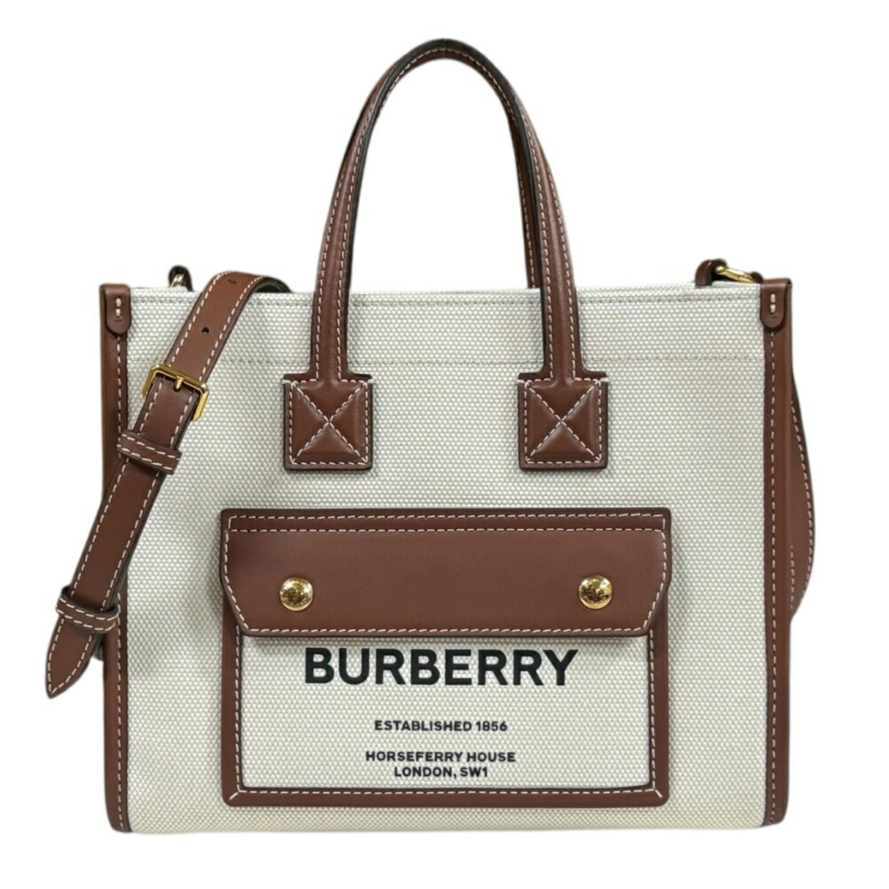 Burberry Mini Freya Tote Shoulder Bag, Cotton