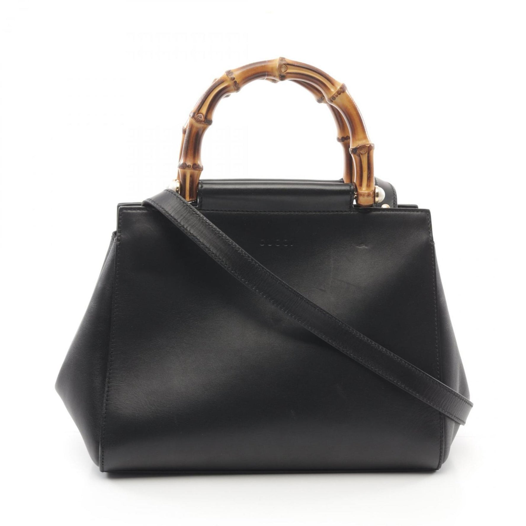 GUCCI Nimfair Bamboo Handbag Bag Leather Women's Black 453767