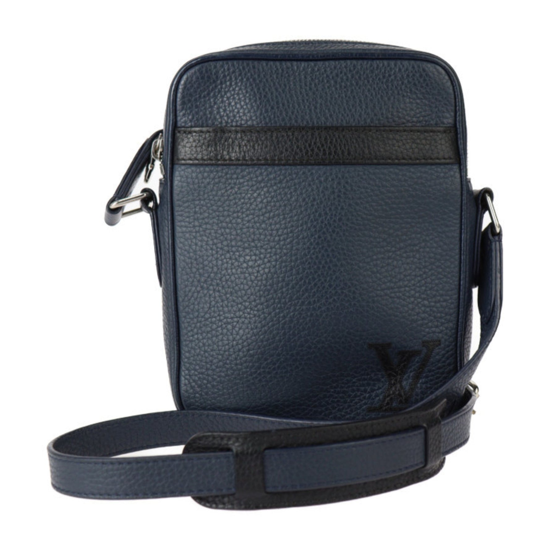 LOUIS VUITTON Danube PM Shoulder Bag M55168, Taurillon Leather, Navy, Pochette, Crossbody Bag, R2409123007039