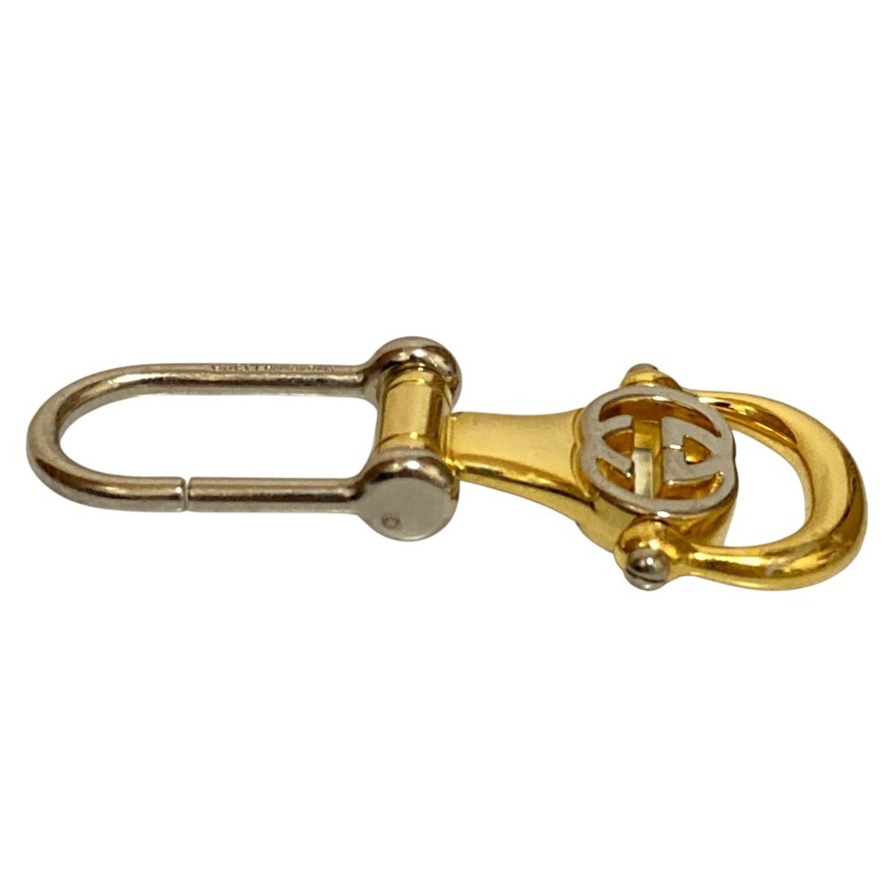 GUCCI Vintage Interlocking G Keychain Charm Accessory in Gold and Silver Women