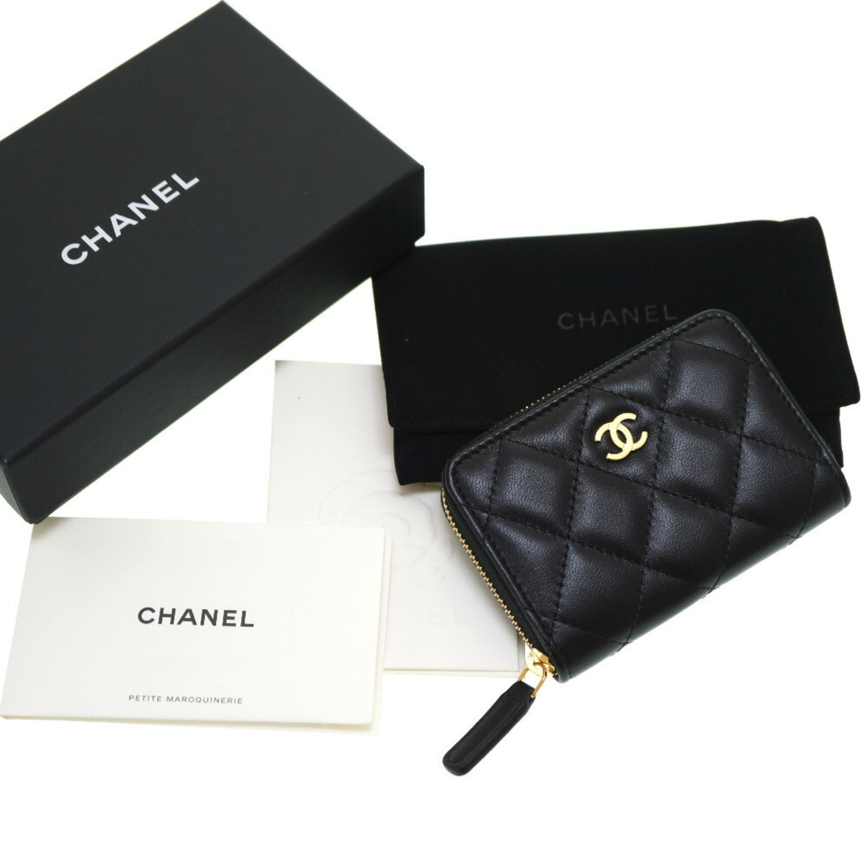 CHANEL Round Zip Coin Case Lambskin G Hardware