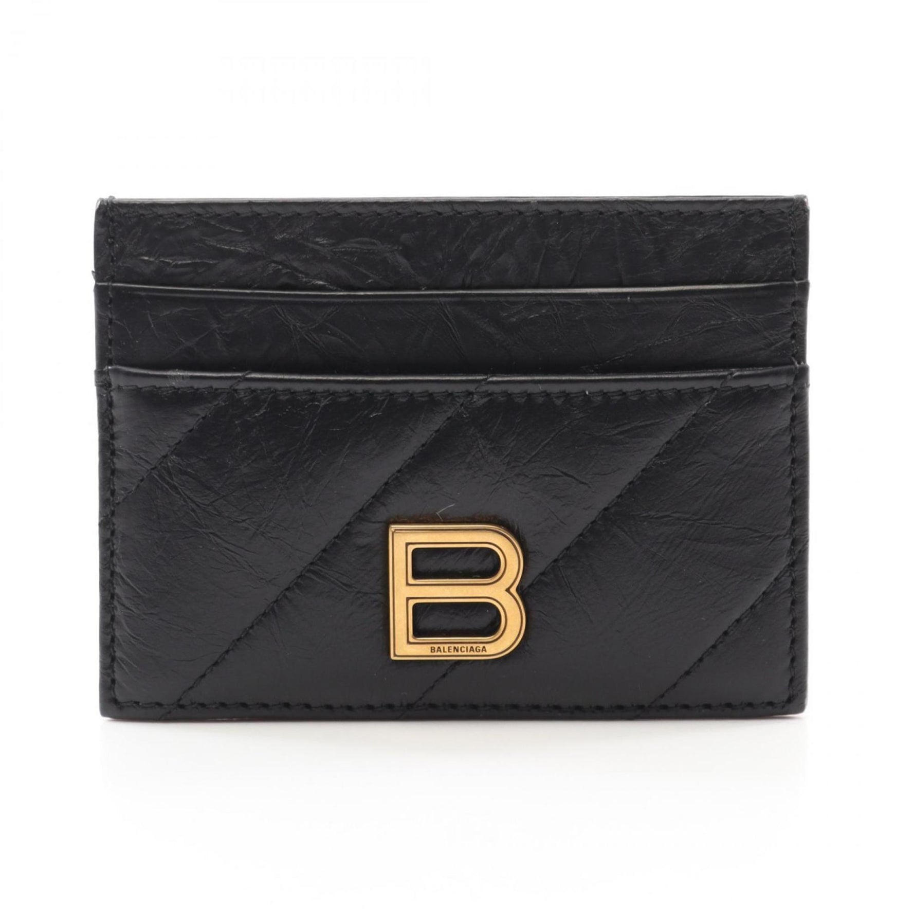 BALENCIAGA CRUSH Business Card Holder/Card Case Leather Women's Black 766467210J111000