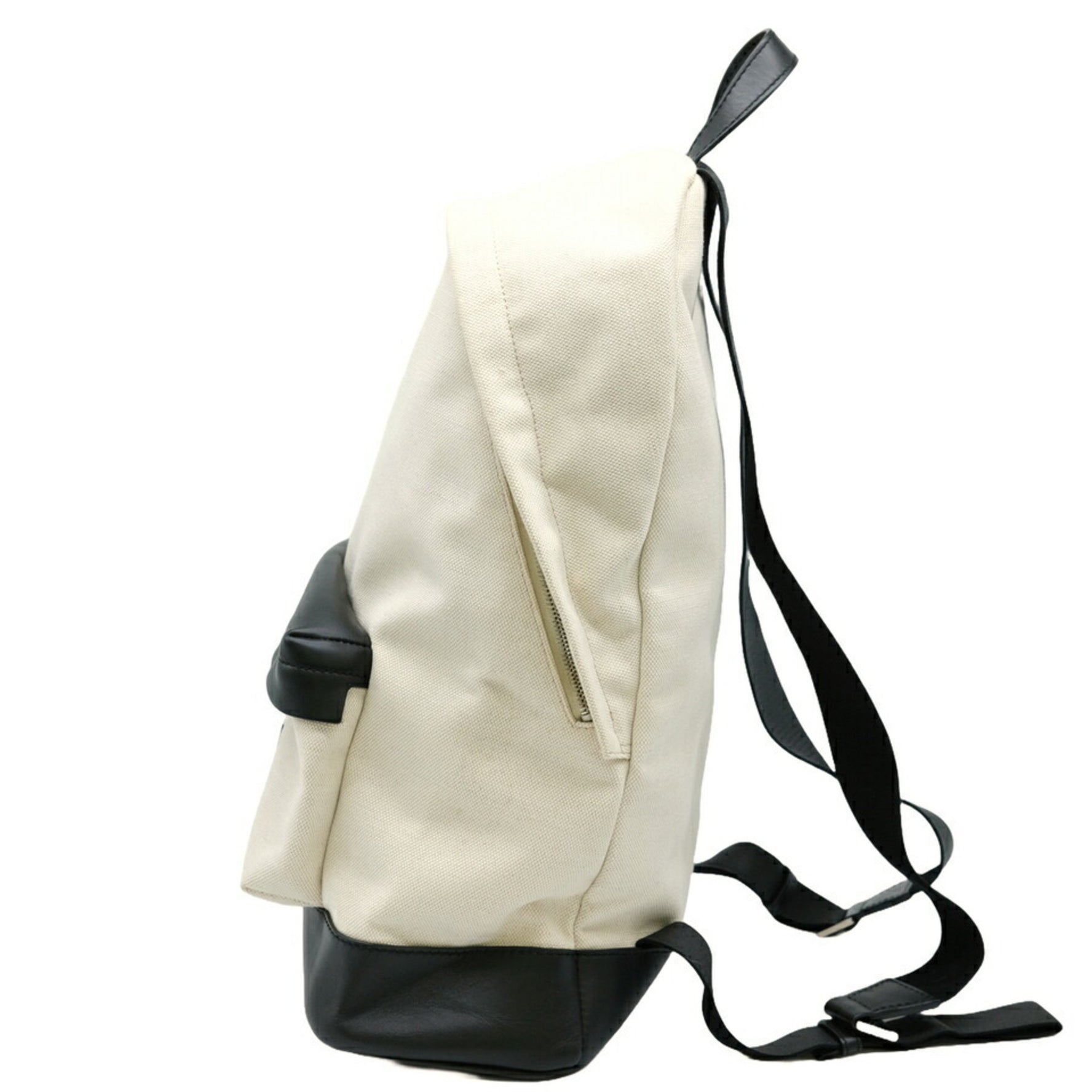 BALENCIAGA Backpack Canvas Leather White Black