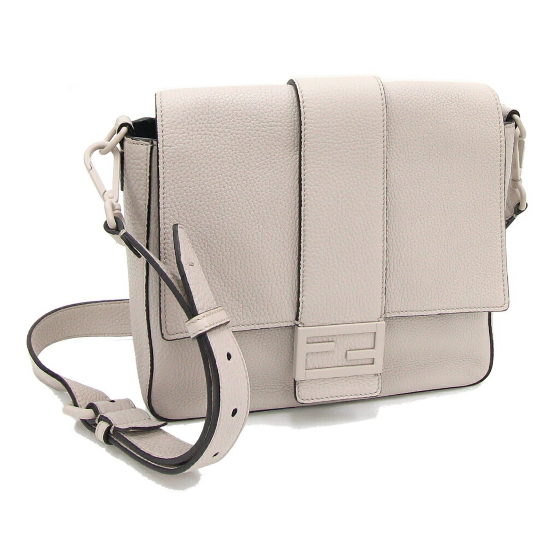 Fendi Shoulder Bag Bucket Medium Greige Leather FF