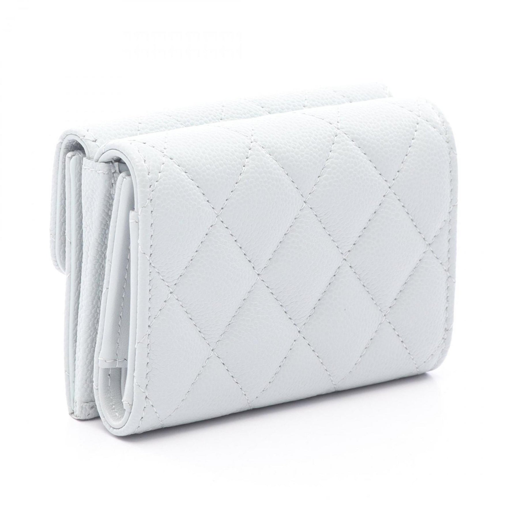 CHANEL Classic Small Flap Wallet Matelasse Trifold in Calfskin Leather, Blue