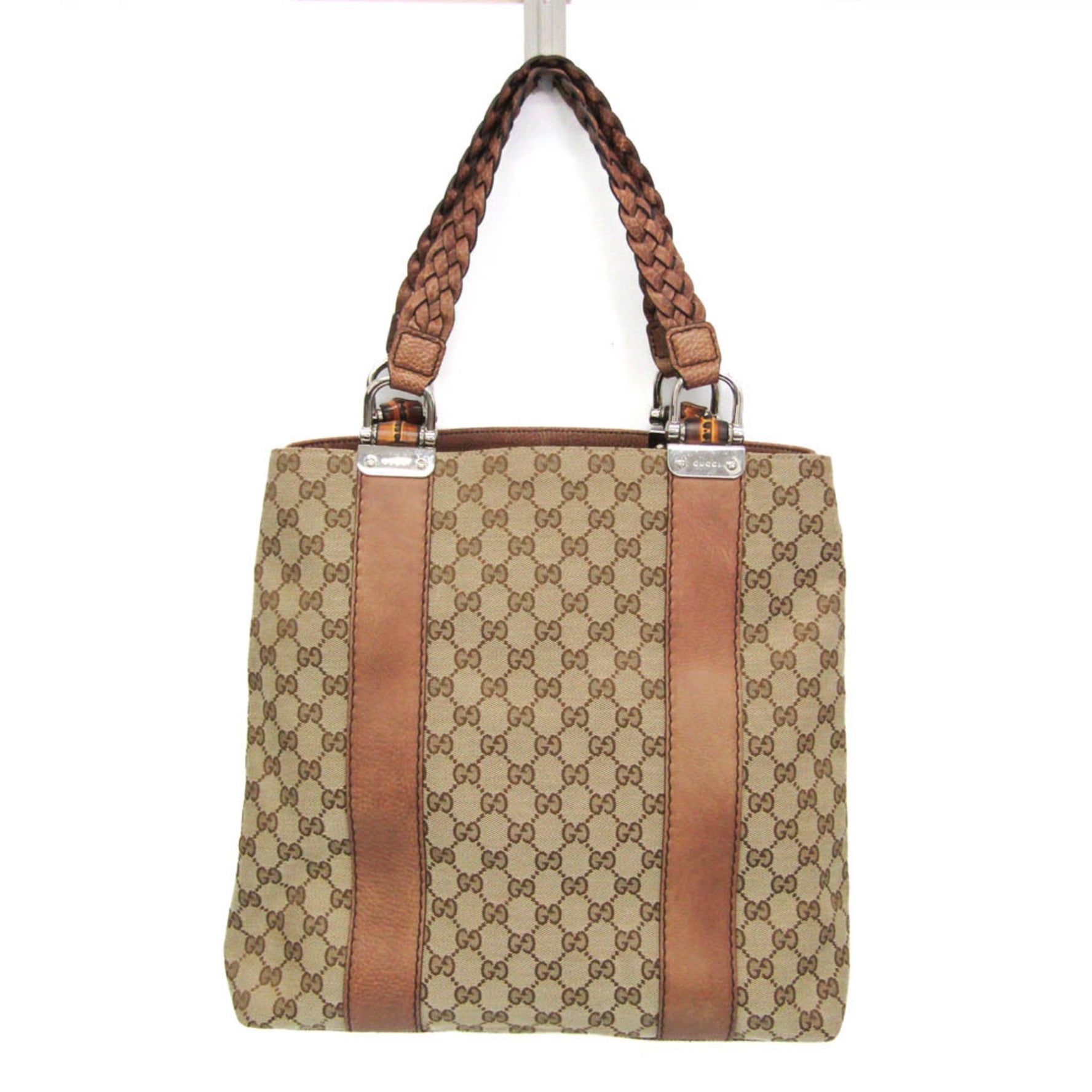 Gucci GG Canvas Bamboo GG Canvas,Leather Tote Bag