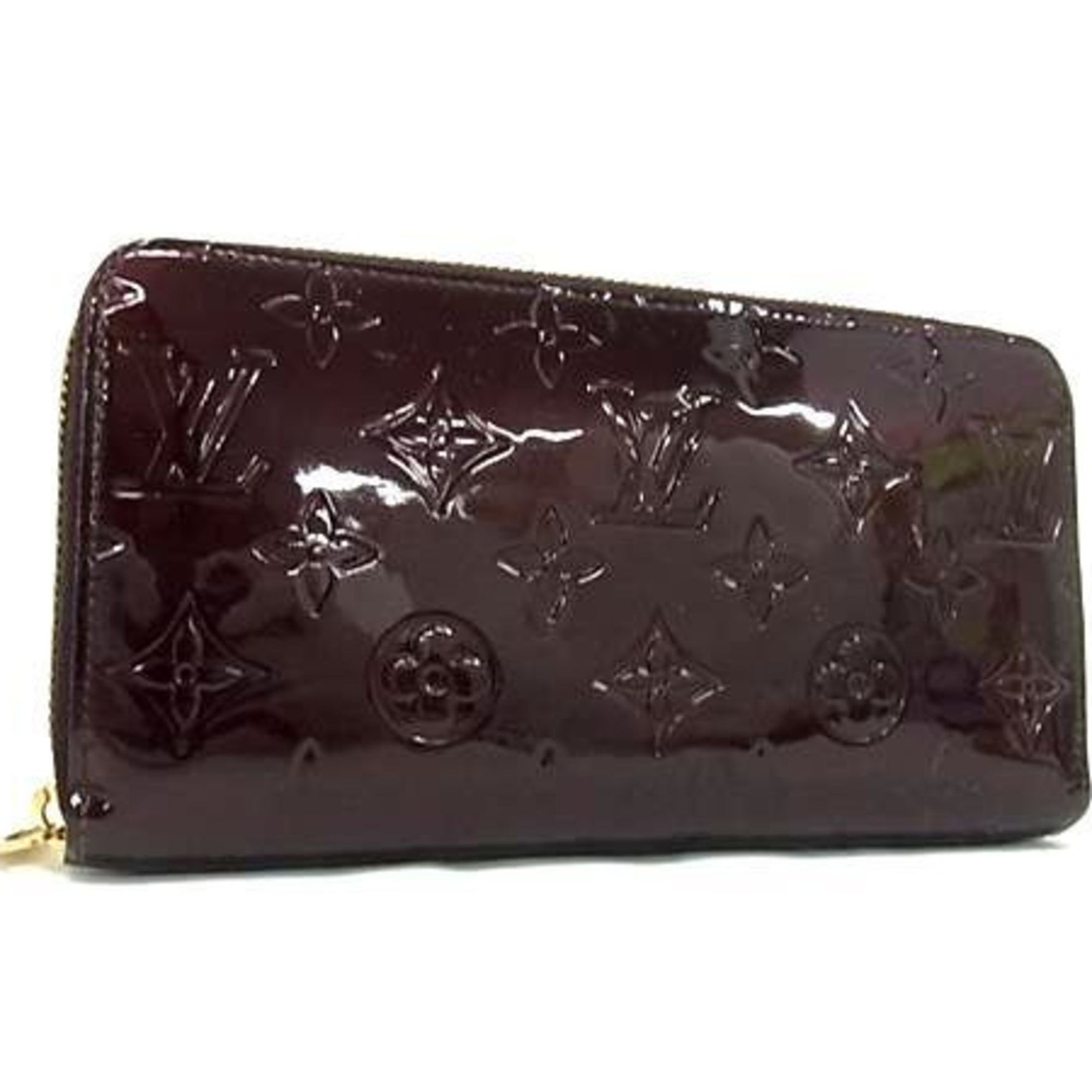 LOUIS VUITTON Monogram Vernis Zippy Wallet M93522 Amaranth Patent Leather Women's Long
