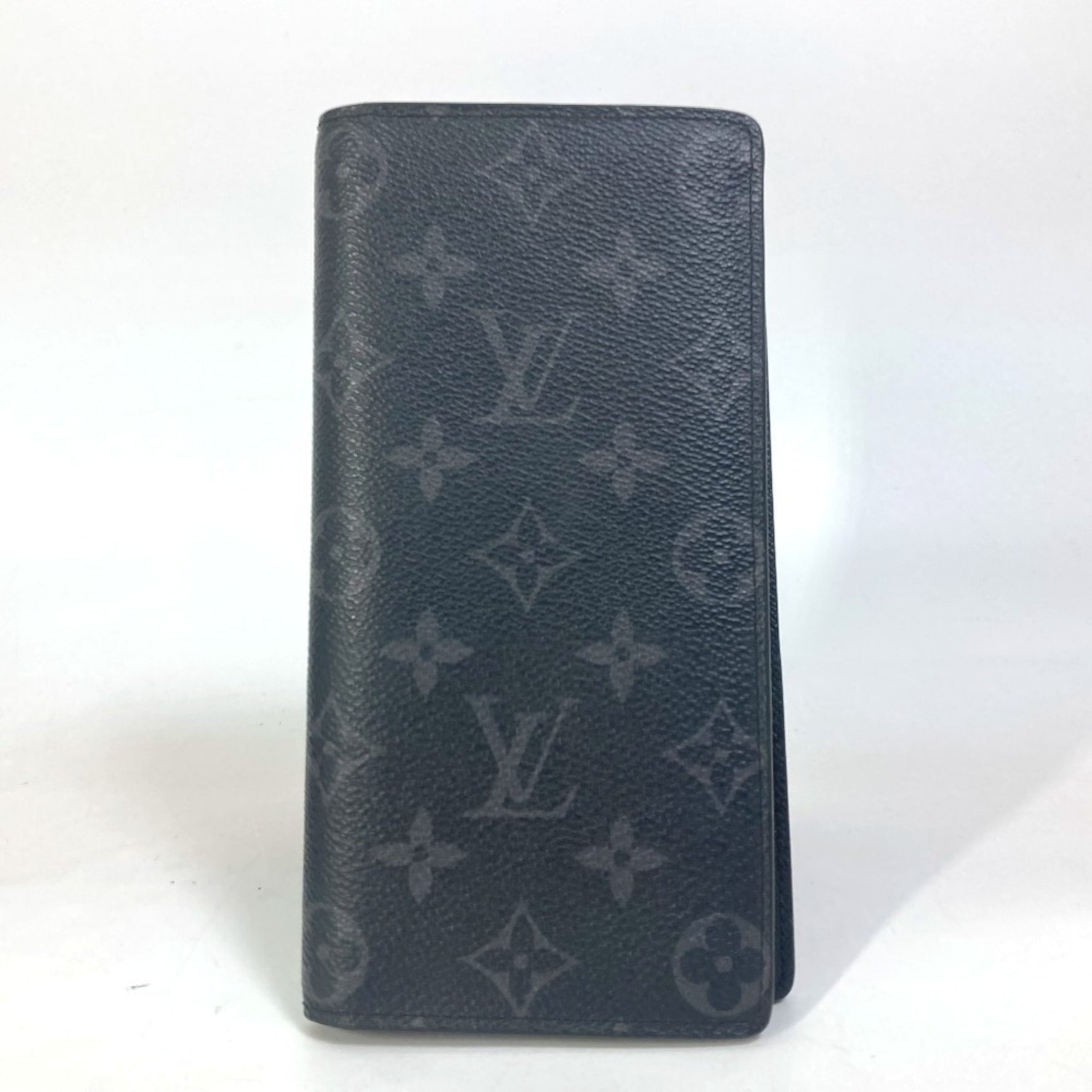 LOUIS VUITTON M61697 Monogram Eclipse Portefeuille Brazza Bifold Long Wallet in Canvas, Men's, Black