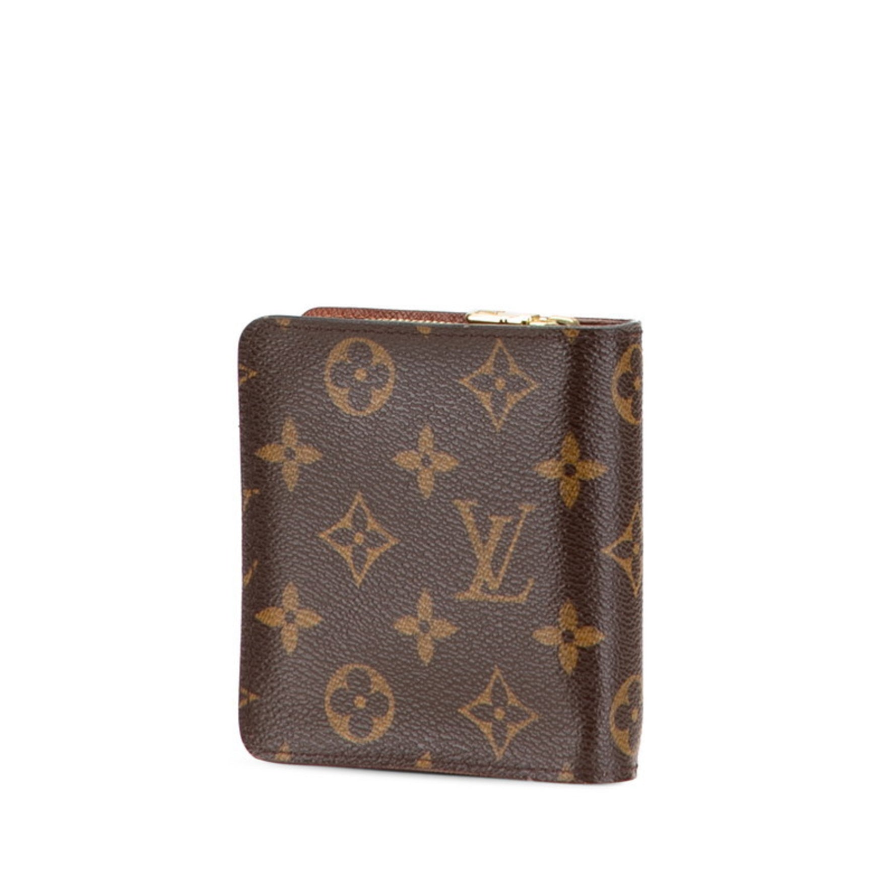 Louis Vuitton Monogram Compact Zip Bifold Wallet Brown Leather LOUIS VUITTON