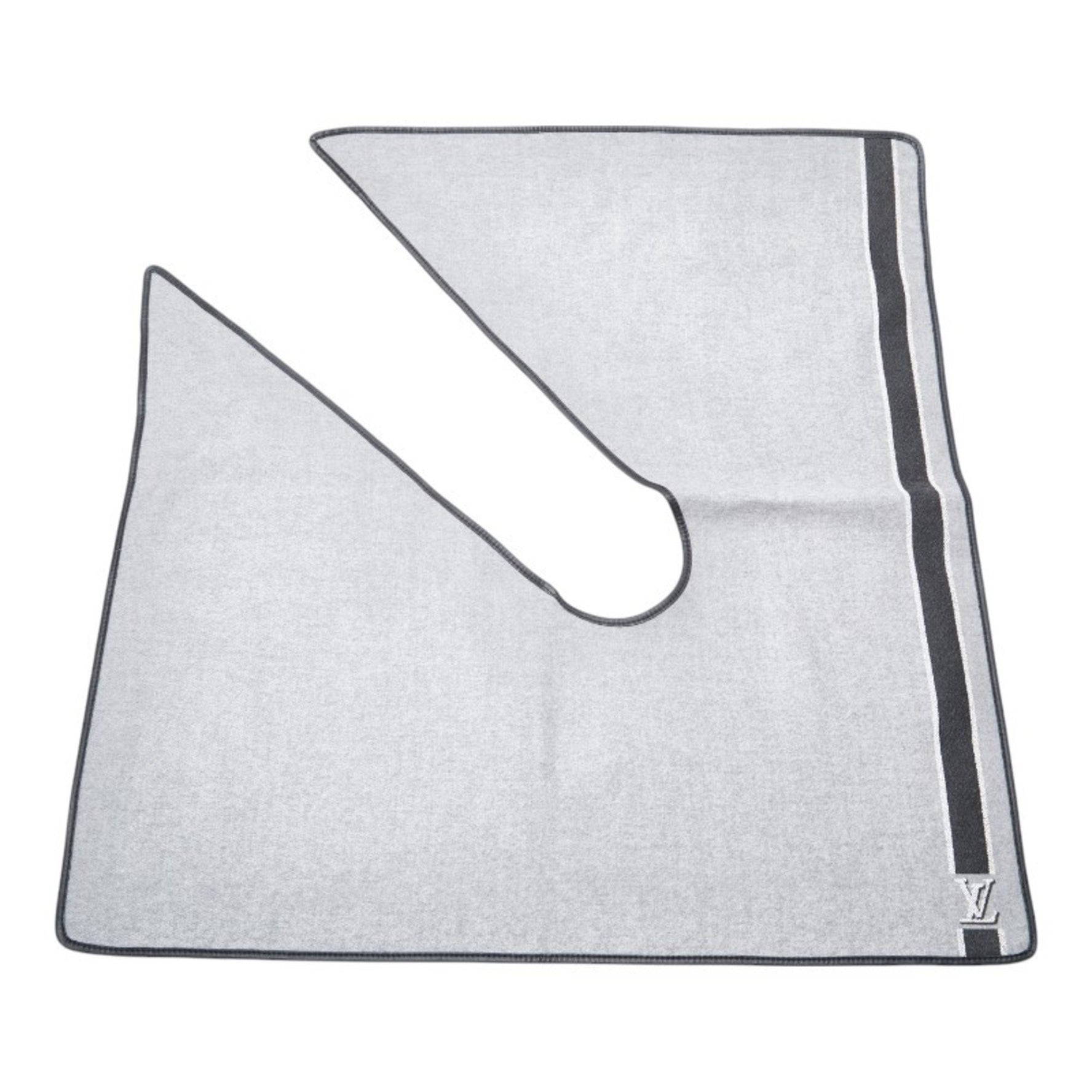 Louis Vuitton Shawl 70 Explorer Stole Gray Black Wool