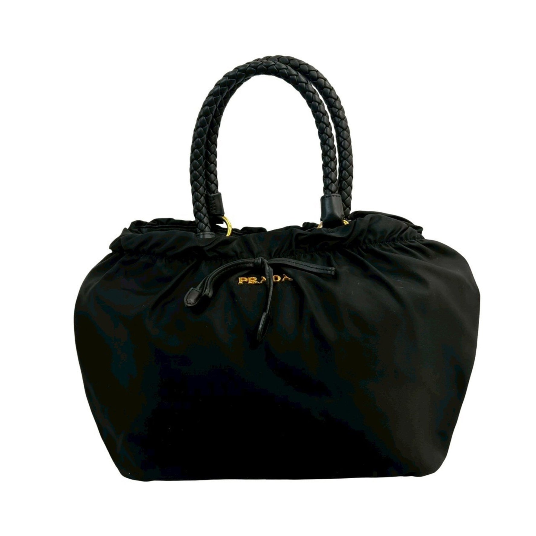 PRADA logo hardware ribbon Tessuto nylon and leather shoulder bag/handbag