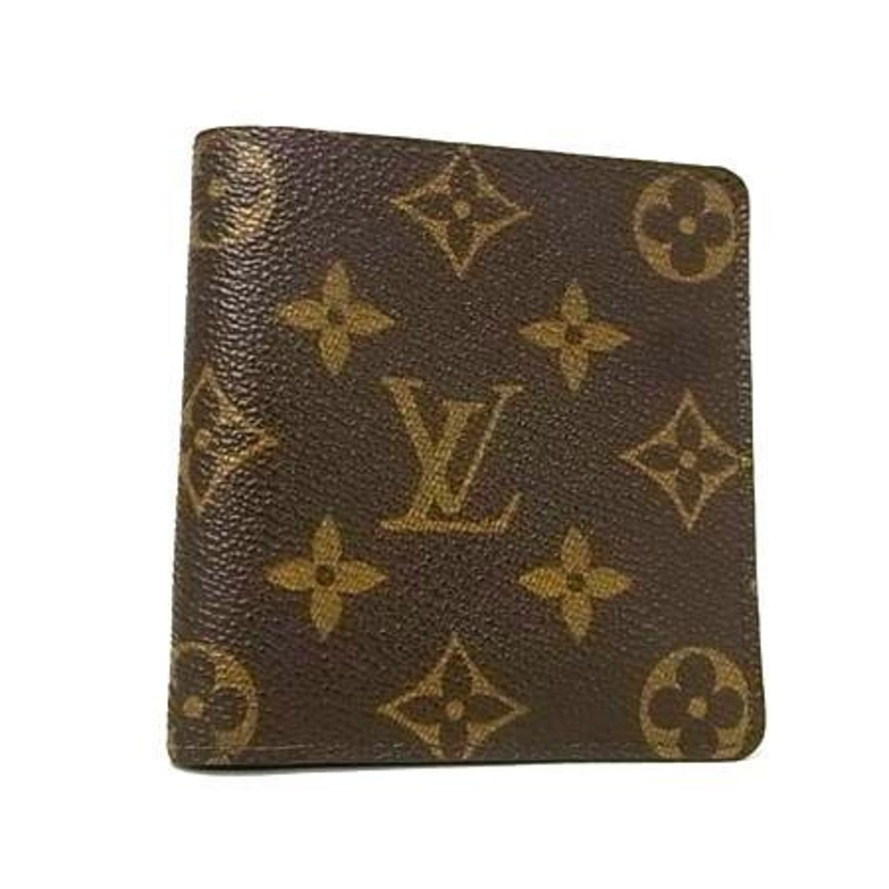 LOUIS VUITTON Monogram Porte-Bieux Cult Blue Wallet M60905 Brown Leather Bifold for Men and Women