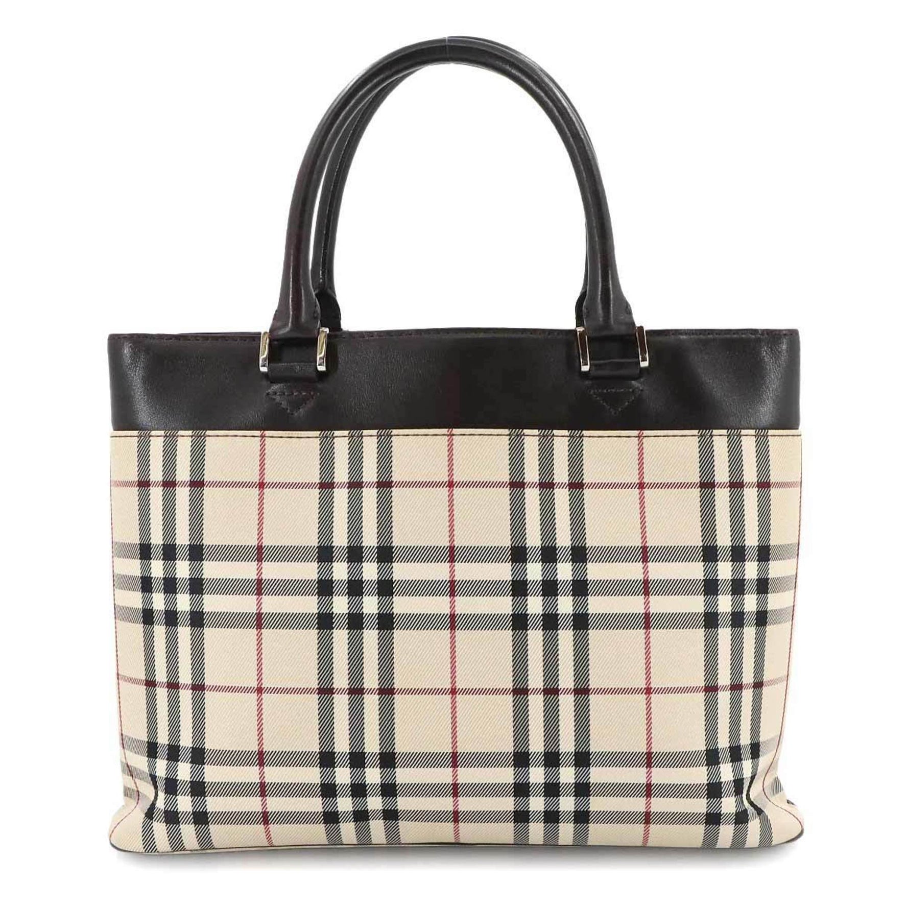 Burberry Nova Check Handbag Canvas Leather Beige Brown Hand Shoulder Bag