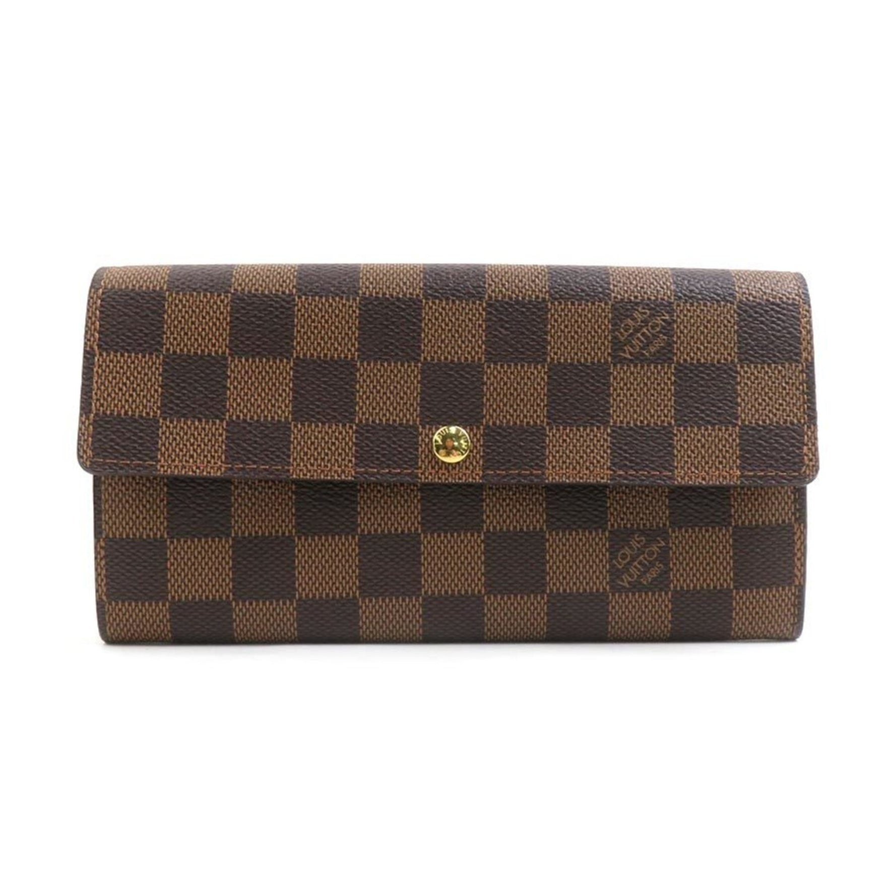Louis Vuitton Damier Portefeuille Sarah Long Wallet in Canvas and Ebene Leather, Men's