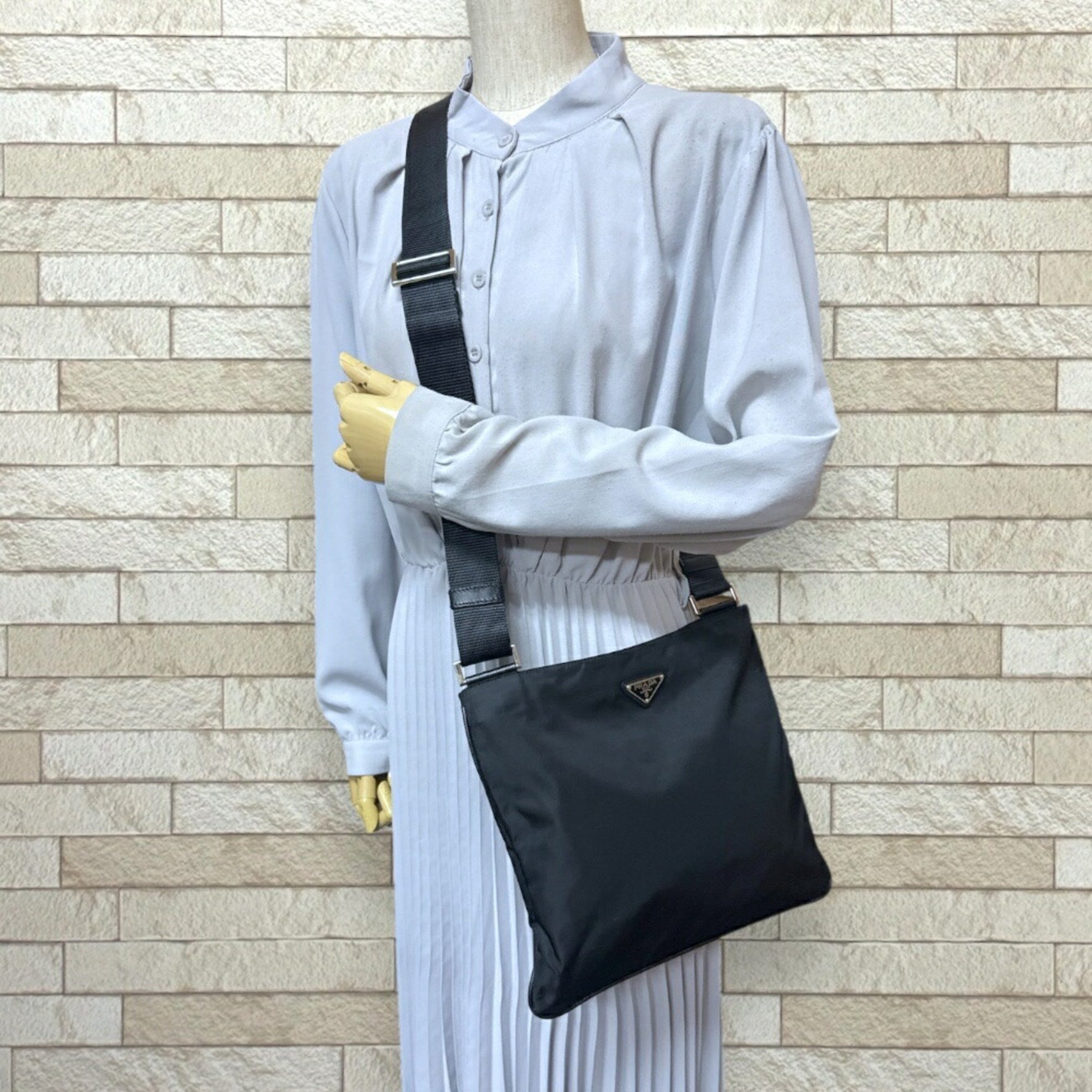 Prada Shoulder Bag Nylon VA0053 Black Women's PRADA