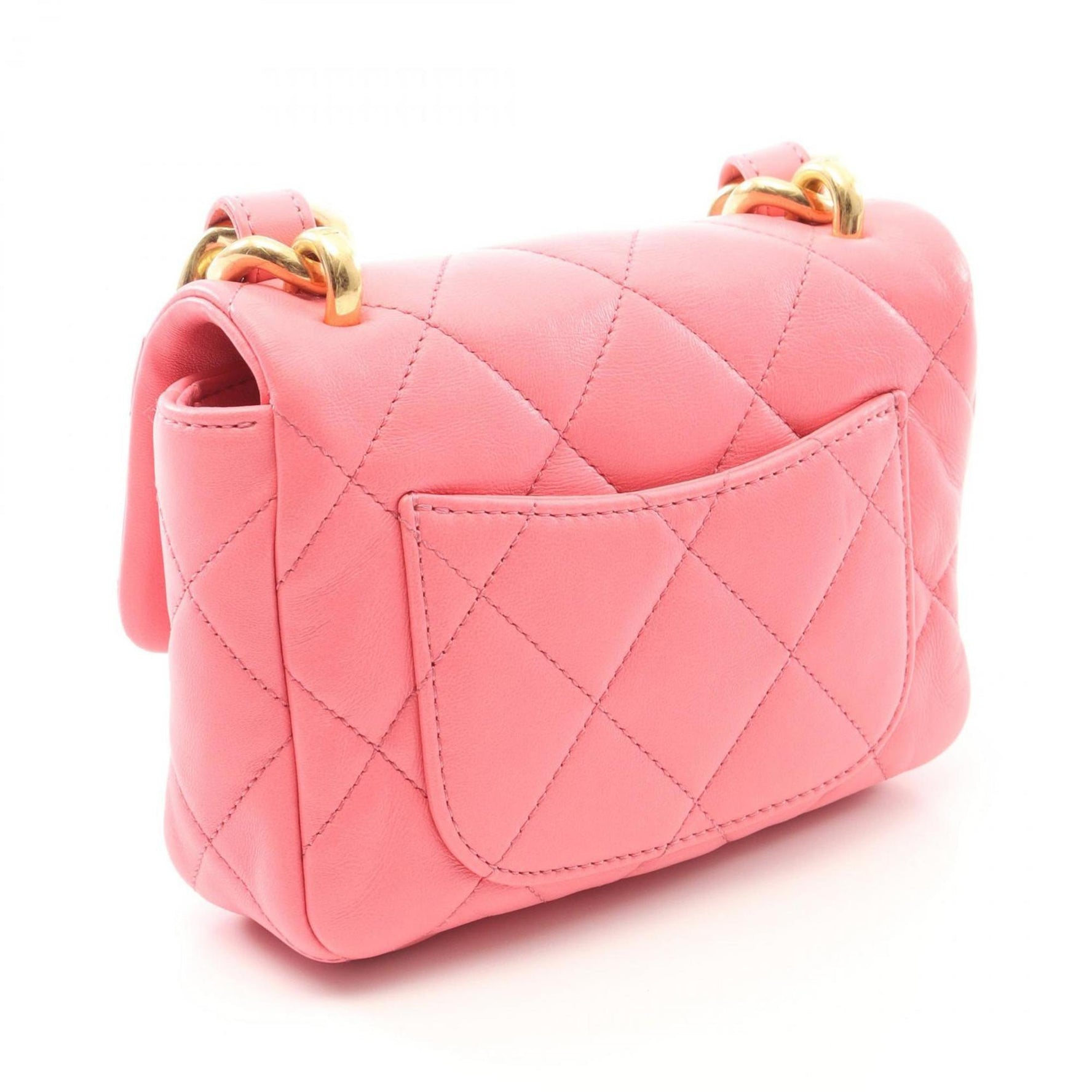 CHANEL Matelasse Shoulder Bag, Lambskin Leather, Women's, Pink