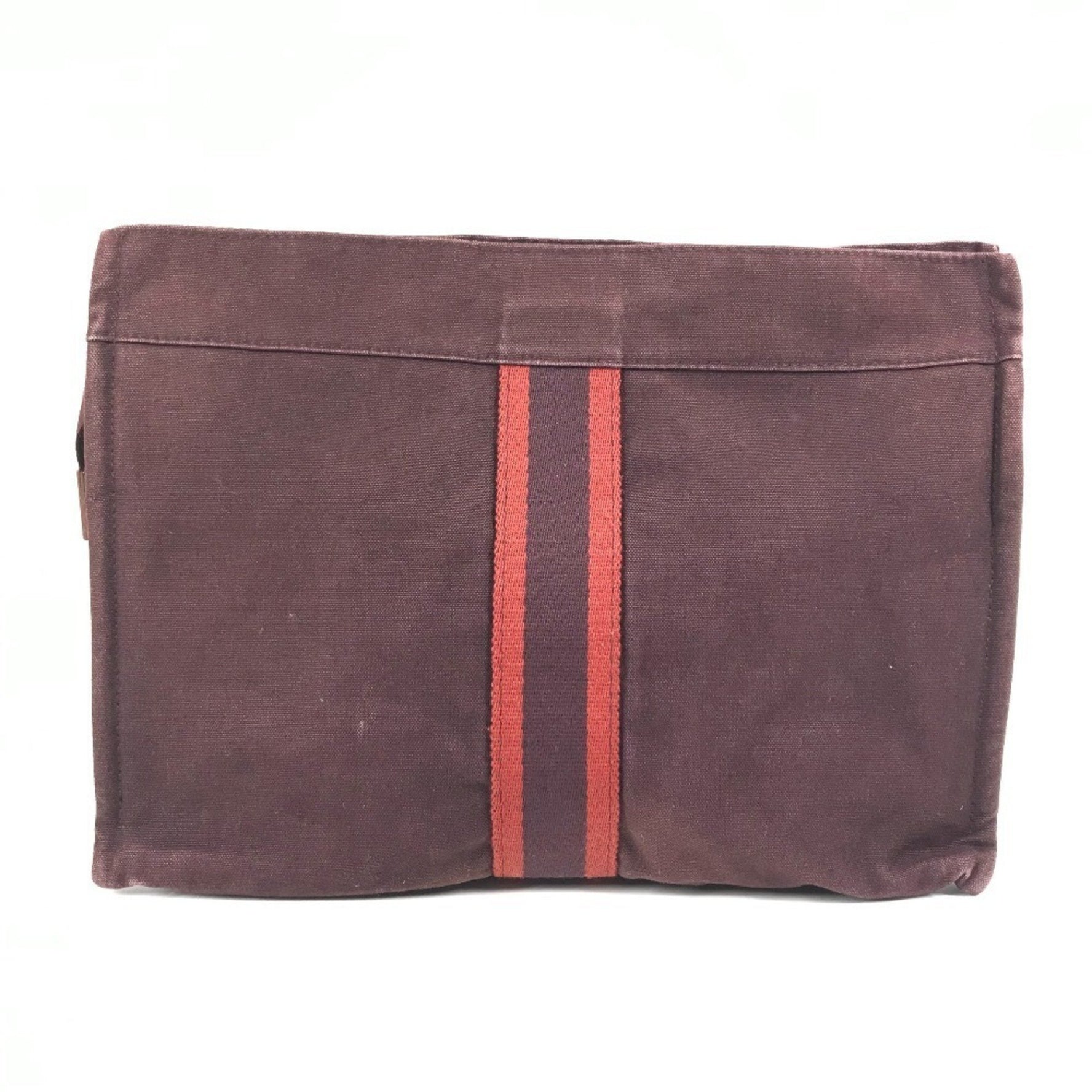 HERMES Hermès Foule Tout Bag Pouch Second Clutch Cotton Men's Wine Red