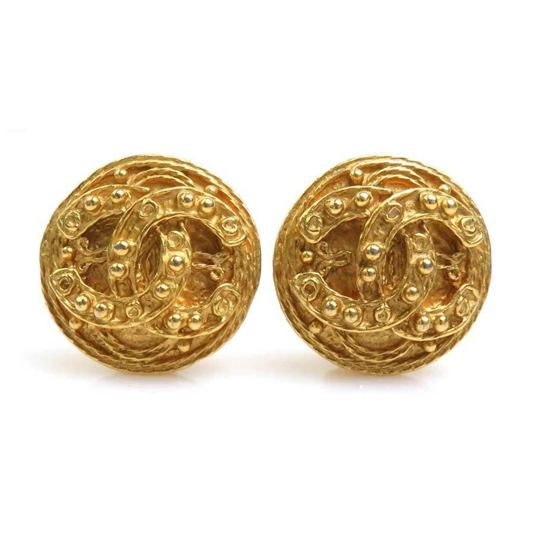 CHANEL Coco Mark Metal Gold Earrings for Women