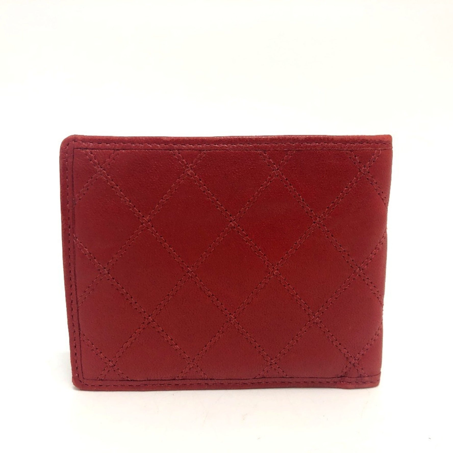 CHANEL Picolore Bi-fold Wallet, Lambskin, Women's, Red