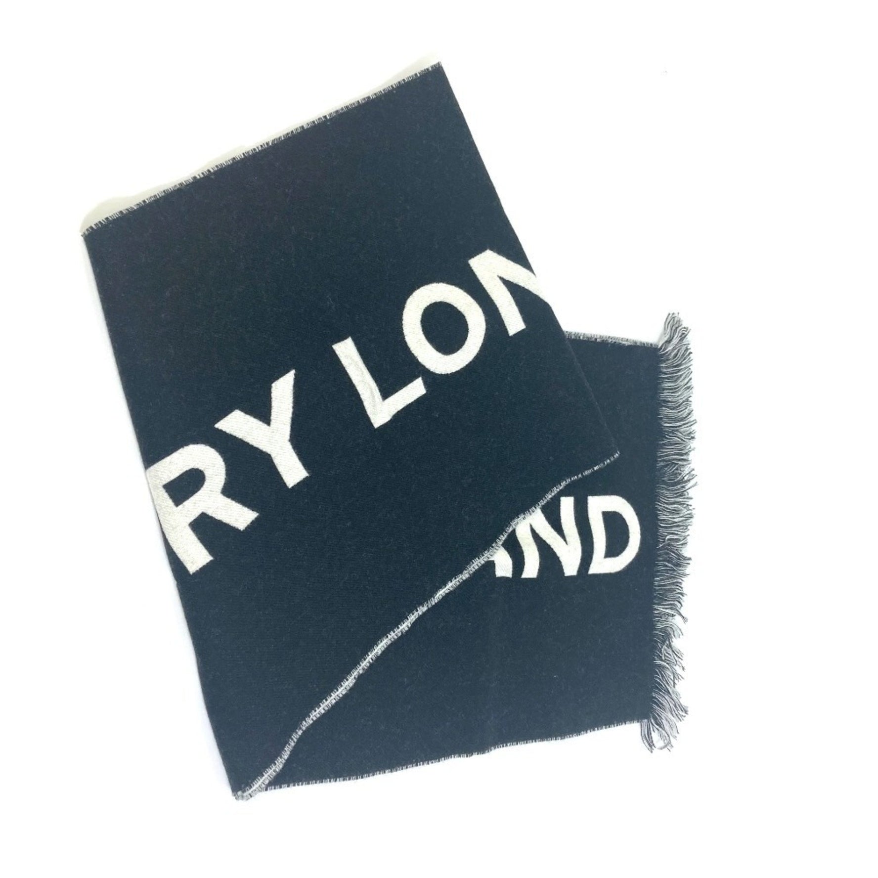 BURBERRY Bicolor Wool Scarf for Women, Black x White