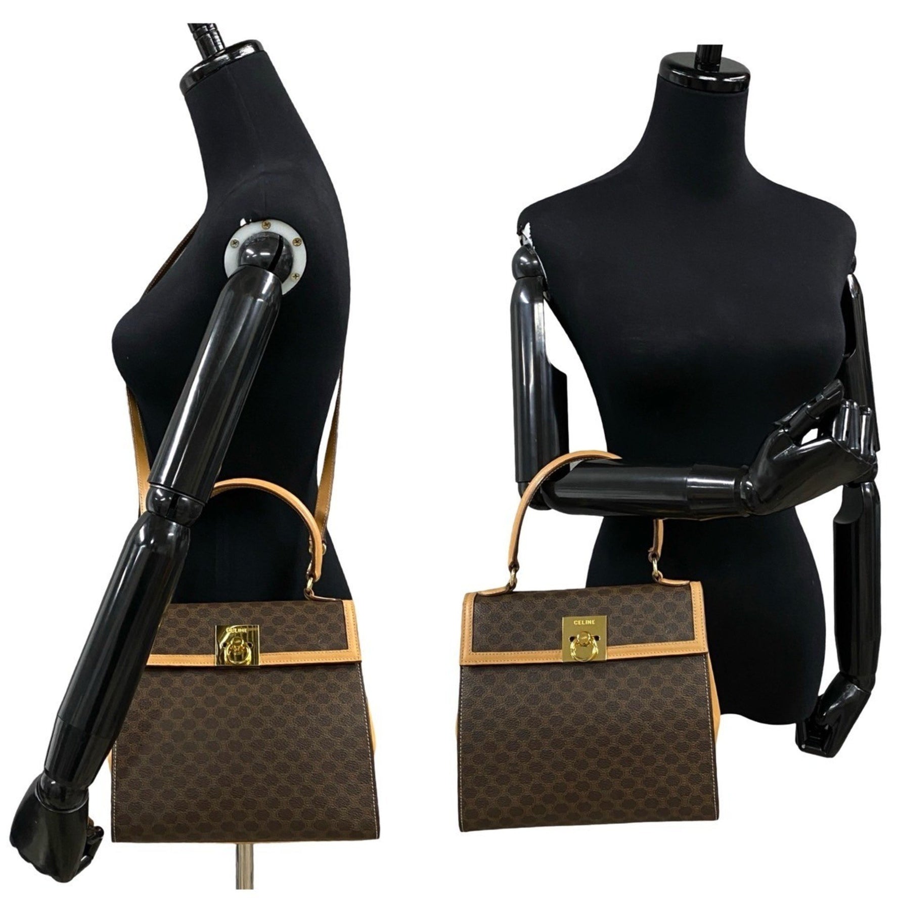 CELINE Macadam Blason Triomphe Print Logo Ring Hardware Leather Handbag/Shoulder Bag