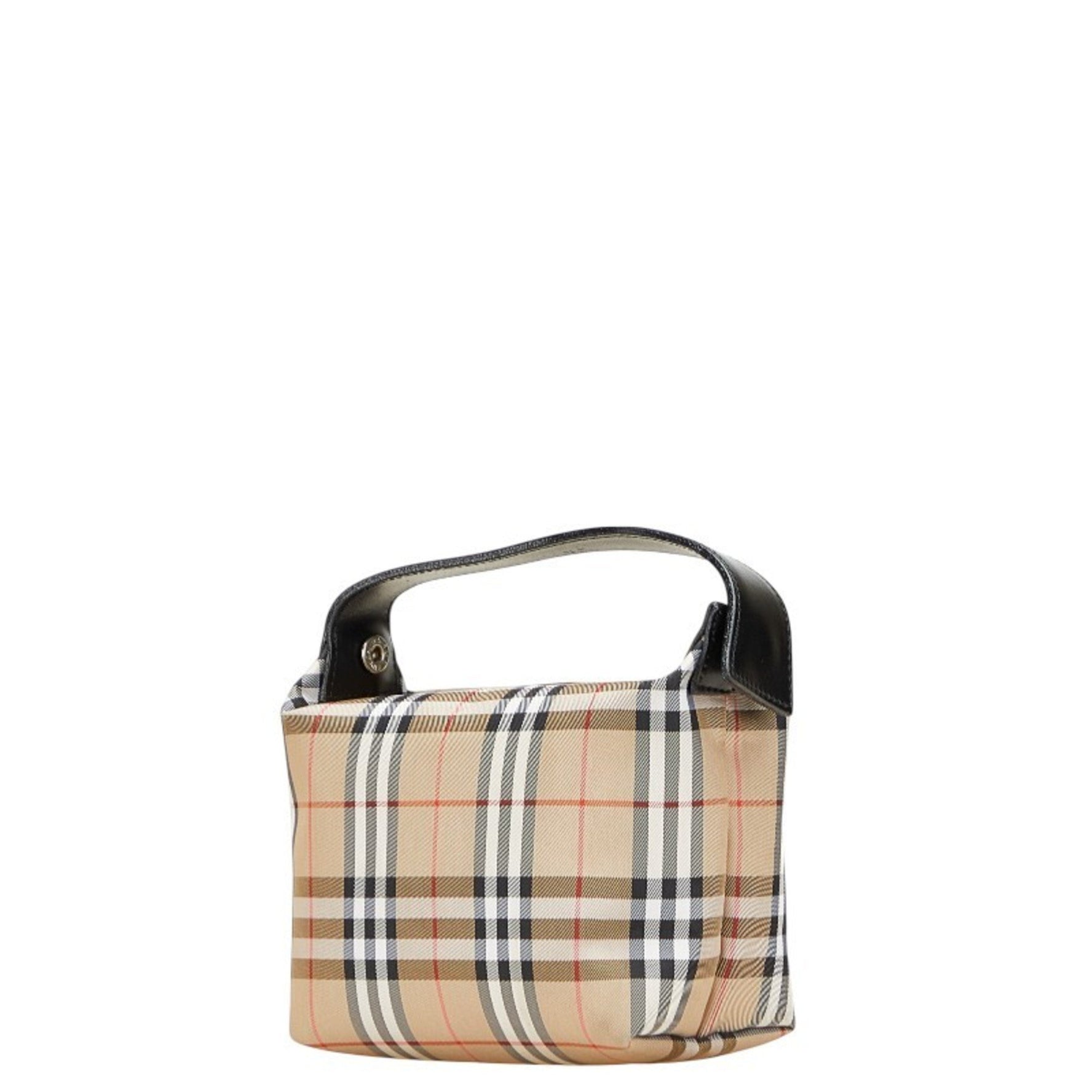 Burberry Nova Check Pouch in Beige and Black Canvas Leather